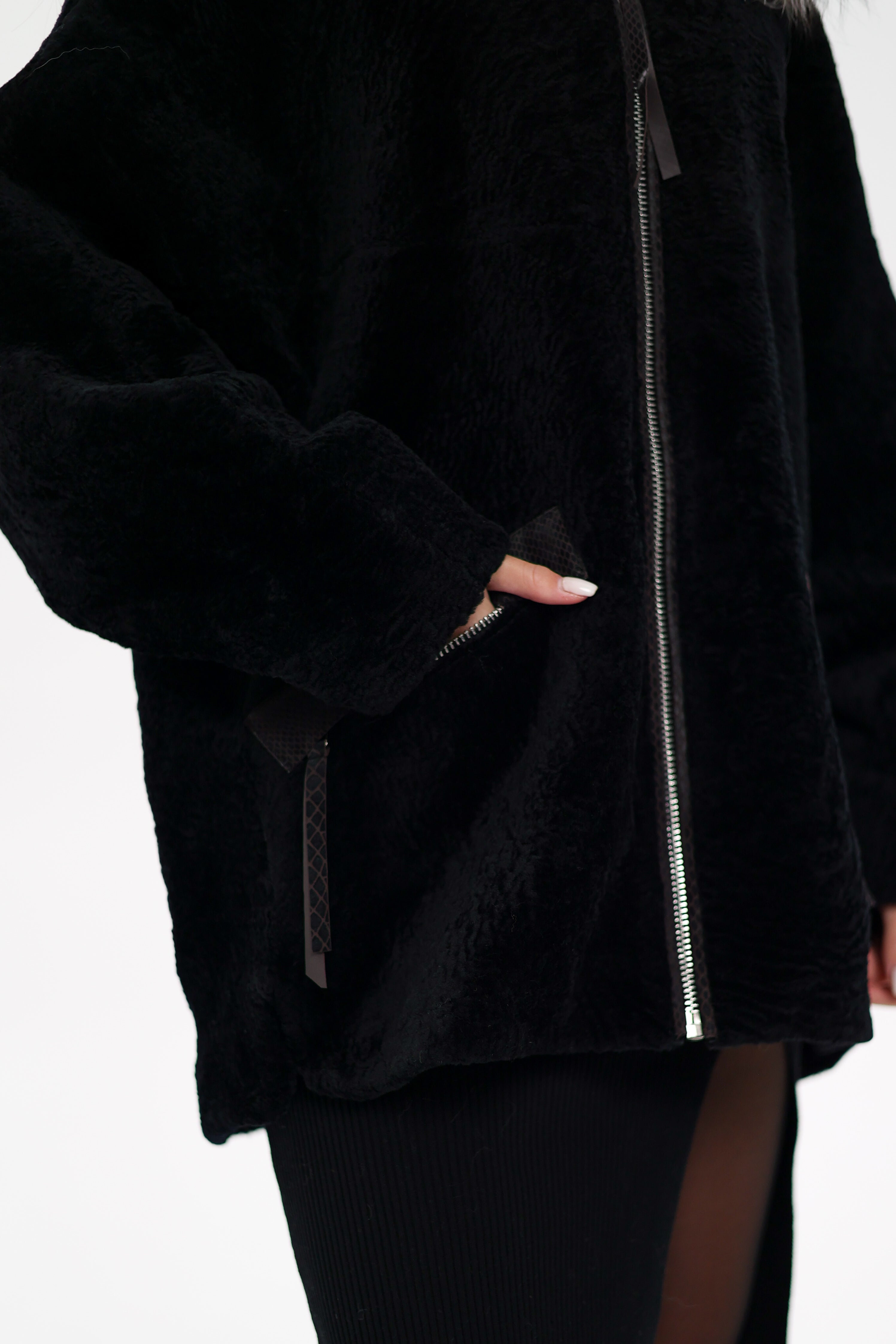 Palermo Genuine Astrakhan Silver Fox Trim Coat - Energize Trek