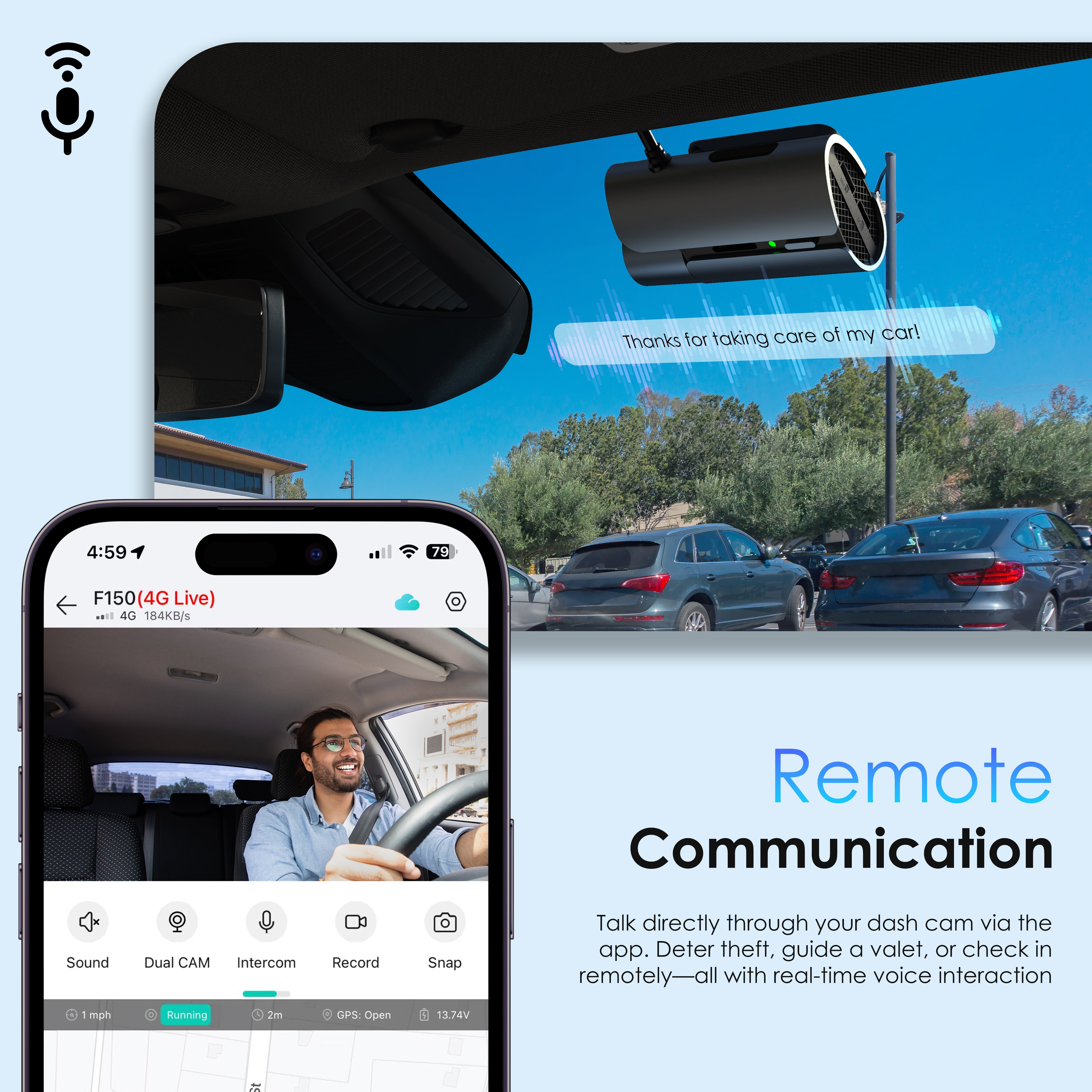 Rexing 4G LTE 2-Channel Dash Cam with GPS – 2.5K Front + 1080p Rear | Real-Time Remote Access & Alerts - Energize Trek
