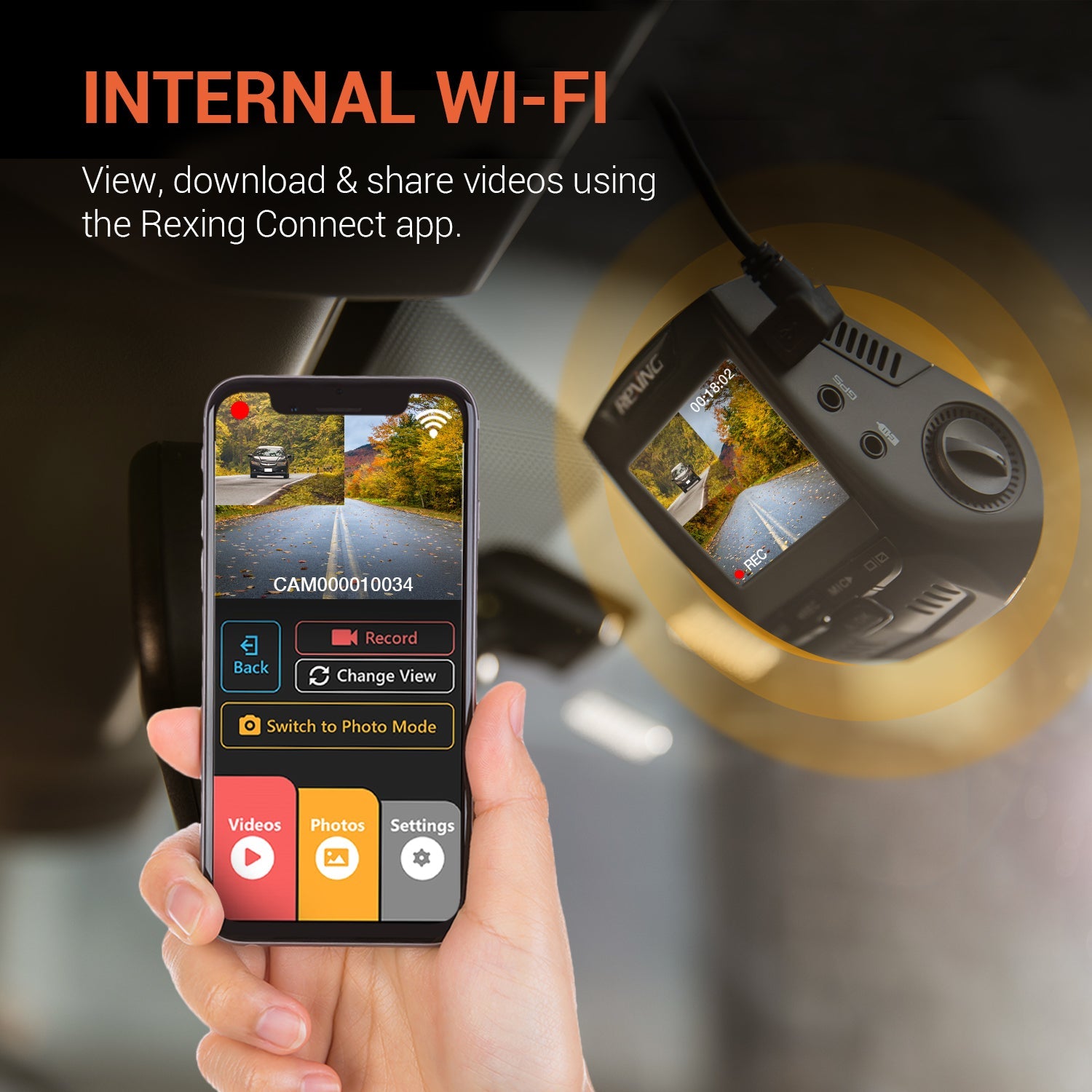 Rexing V1P 4K Dual Channel Dash Cam 4K+1080p with Wi-Fi - Energize Trek