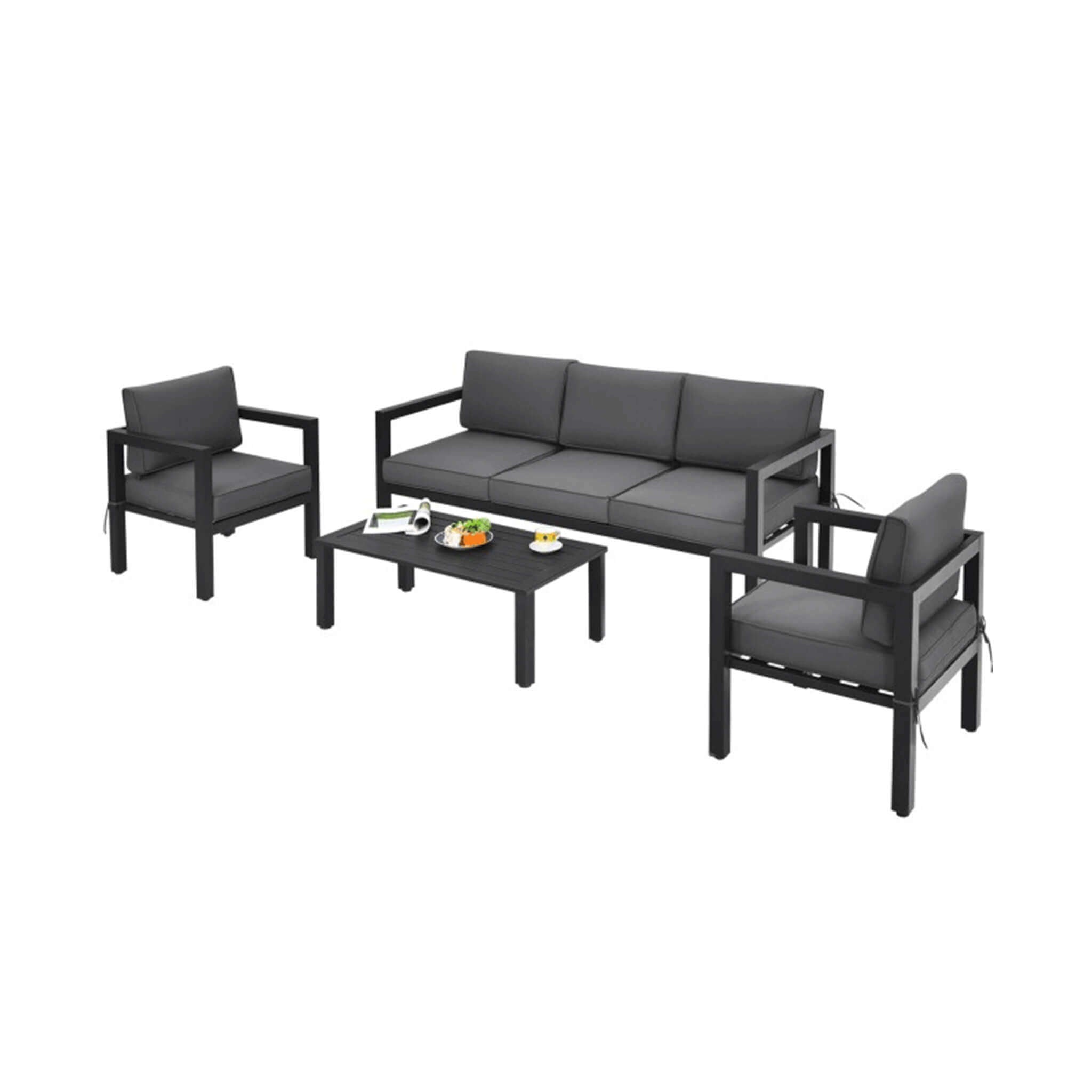 Premium Outdoor Aluminum Furniture Set For Backyard & Poolside, 4PCS (SAK73532) - Energize Trek