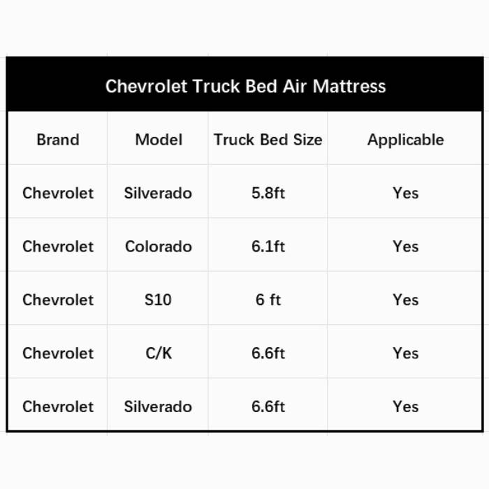 5.5-5.8 ft | 6-6.5ftChevrolet Truck Bed Air Mattress - Energize Trek