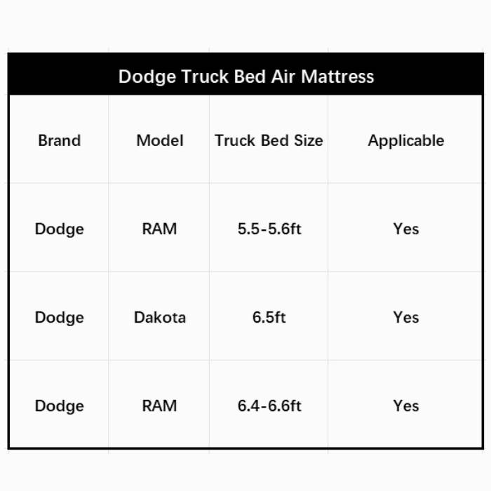 5.5-5.8ft | 6-6.5ft Dodge Truck Bed Air Mattress - Energize Trek