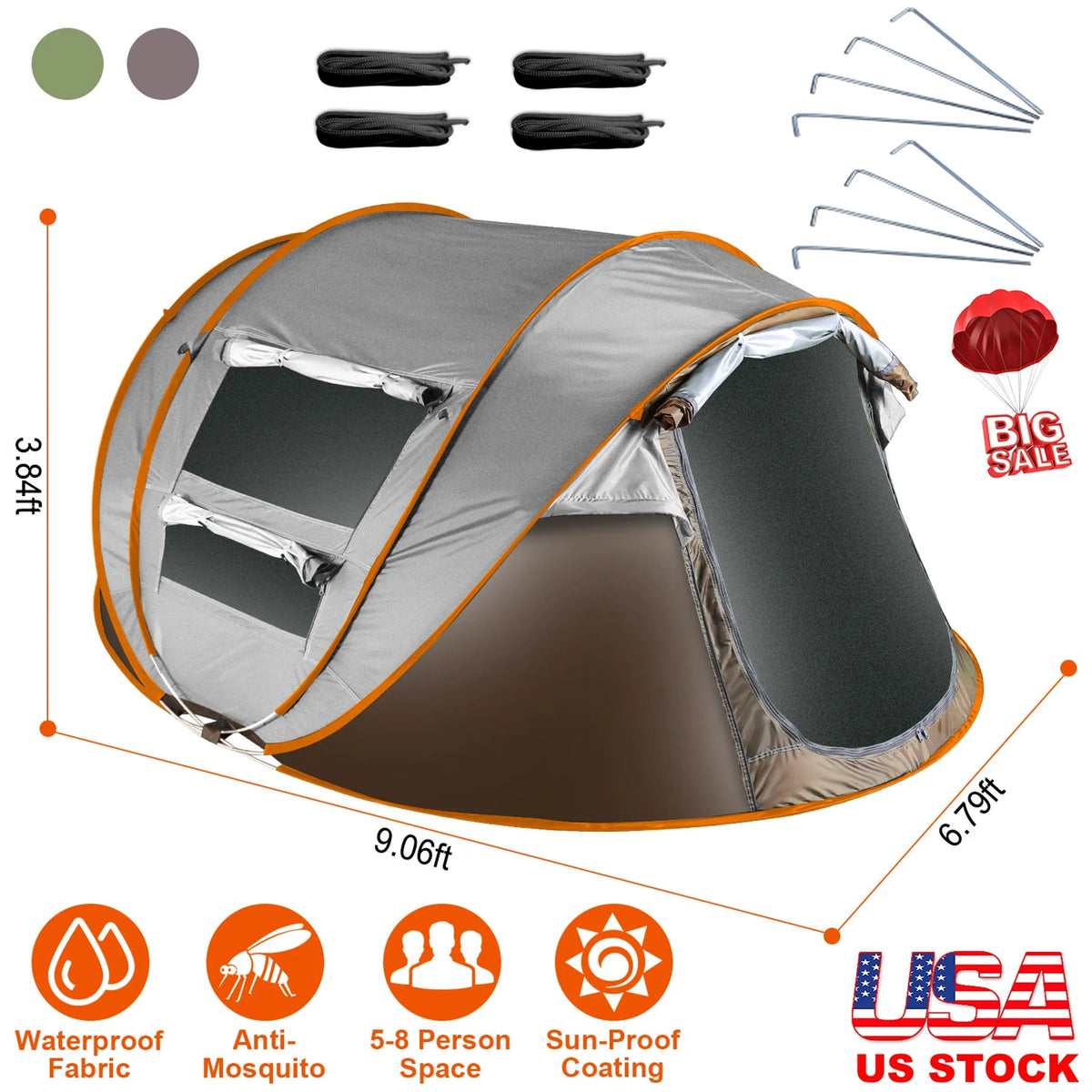 5-8 Person Pop Up Tent Automatic Setup Camping Tent - Energize Trek