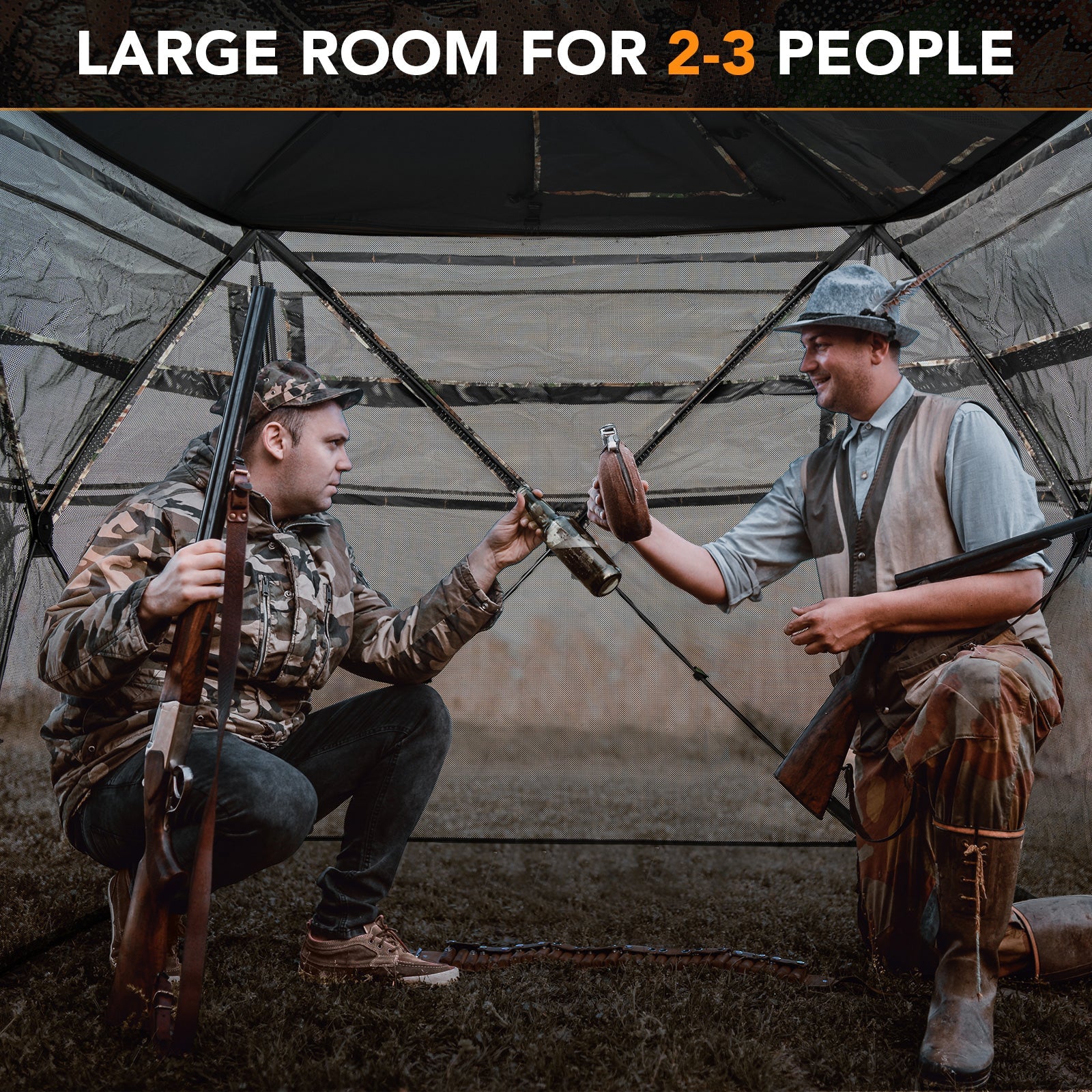 5-IN-1 Detachable Hunting Blind for 2-3 People with Skylight - Energize Trek