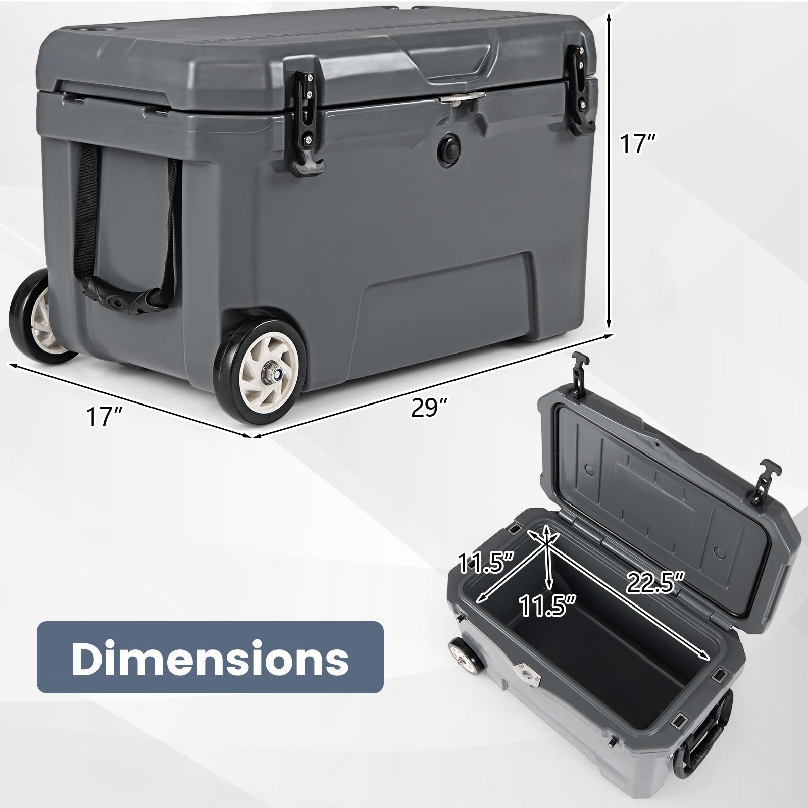 52 Quart Portable Hard Cooler with 6-Day Ice Retention and Wheels - Energize Trek