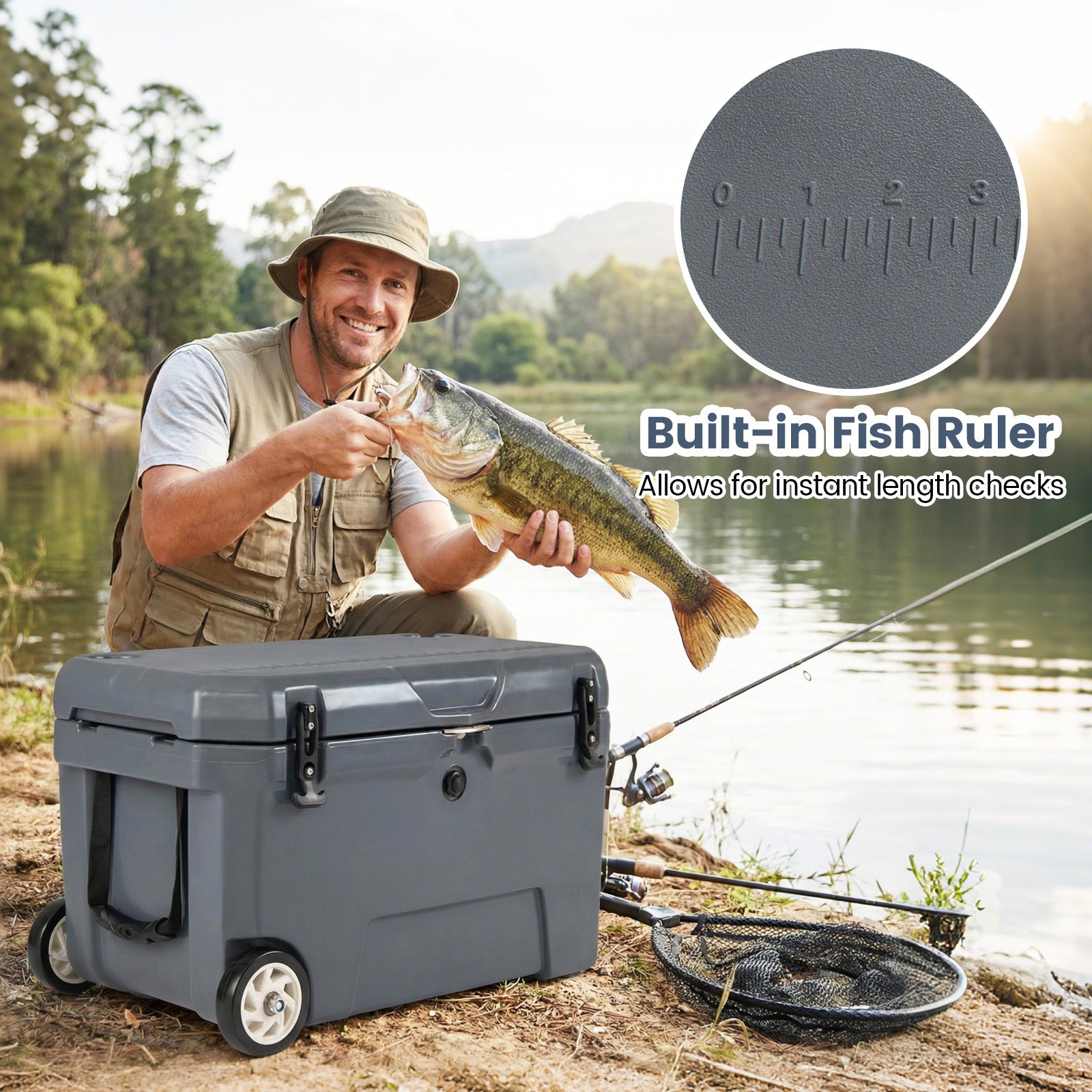 52 Quart Portable Hard Cooler with 6-Day Ice Retention and Wheels - Energize Trek