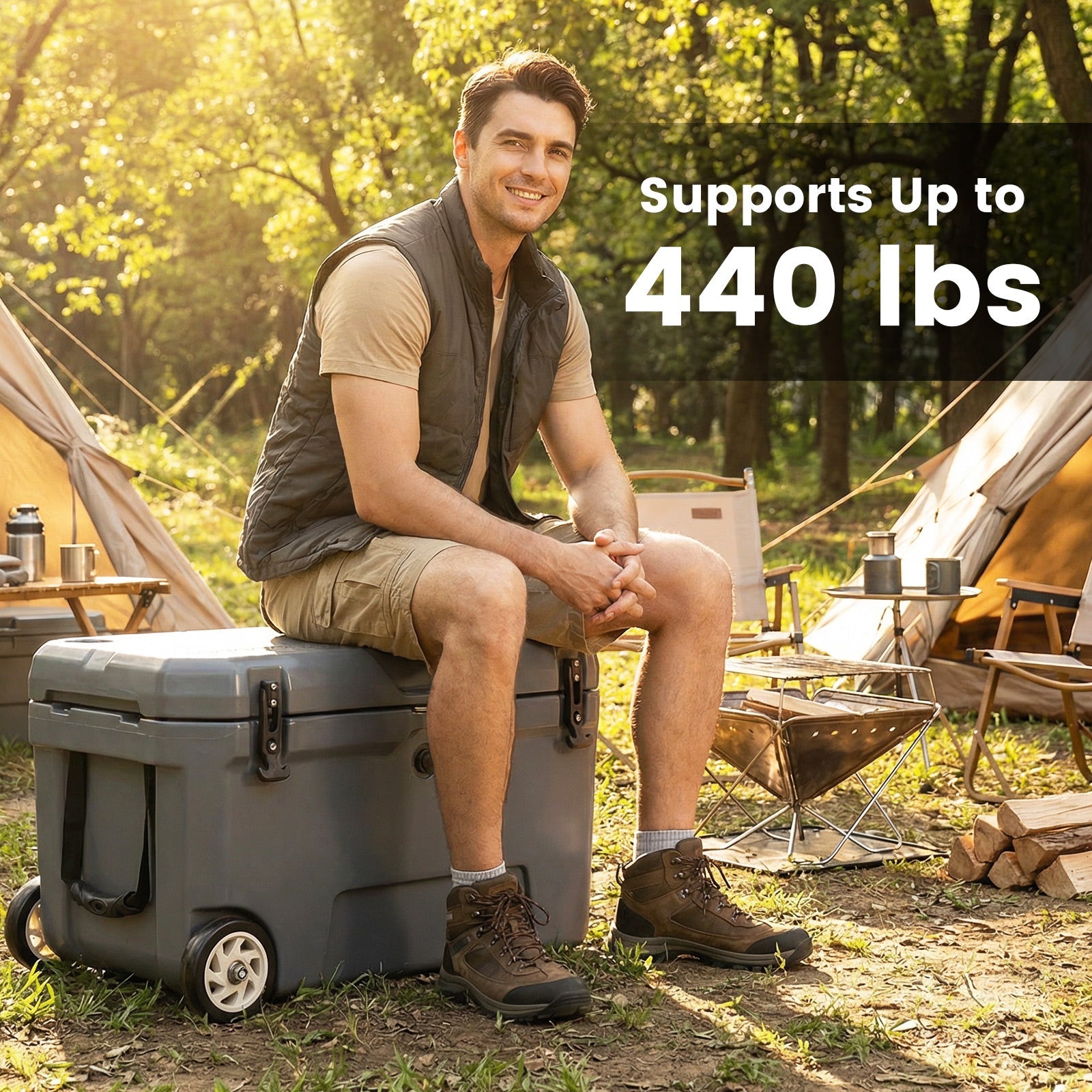 52 Quart Portable Hard Cooler with 6-Day Ice Retention and Wheels - Energize Trek
