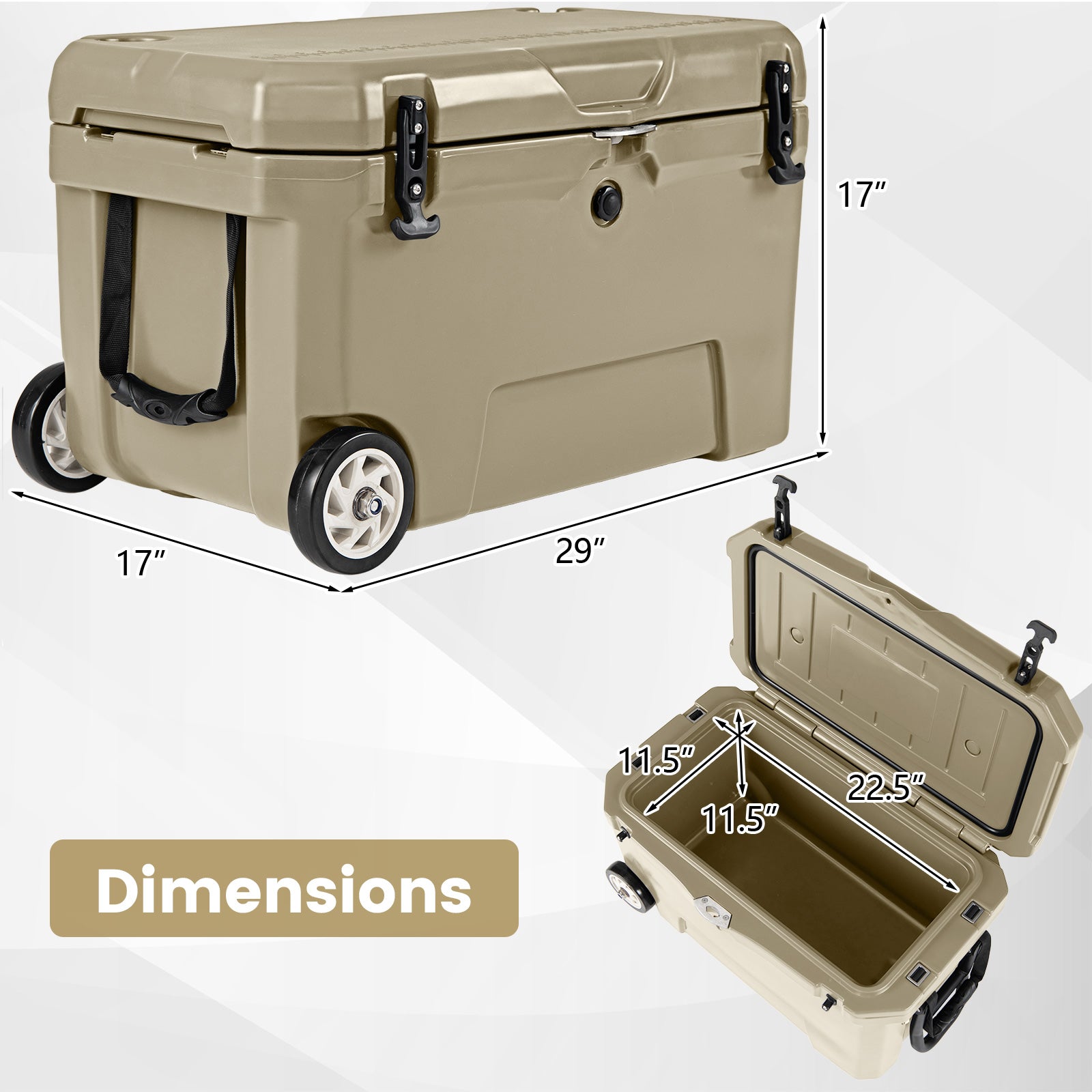 52 Quart Portable Hard Cooler with 6-Day Ice Retention and Wheels - Energize Trek