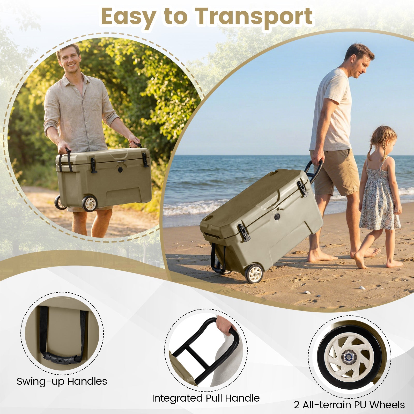 52 Quart Portable Hard Cooler with 6-Day Ice Retention and Wheels - Energize Trek