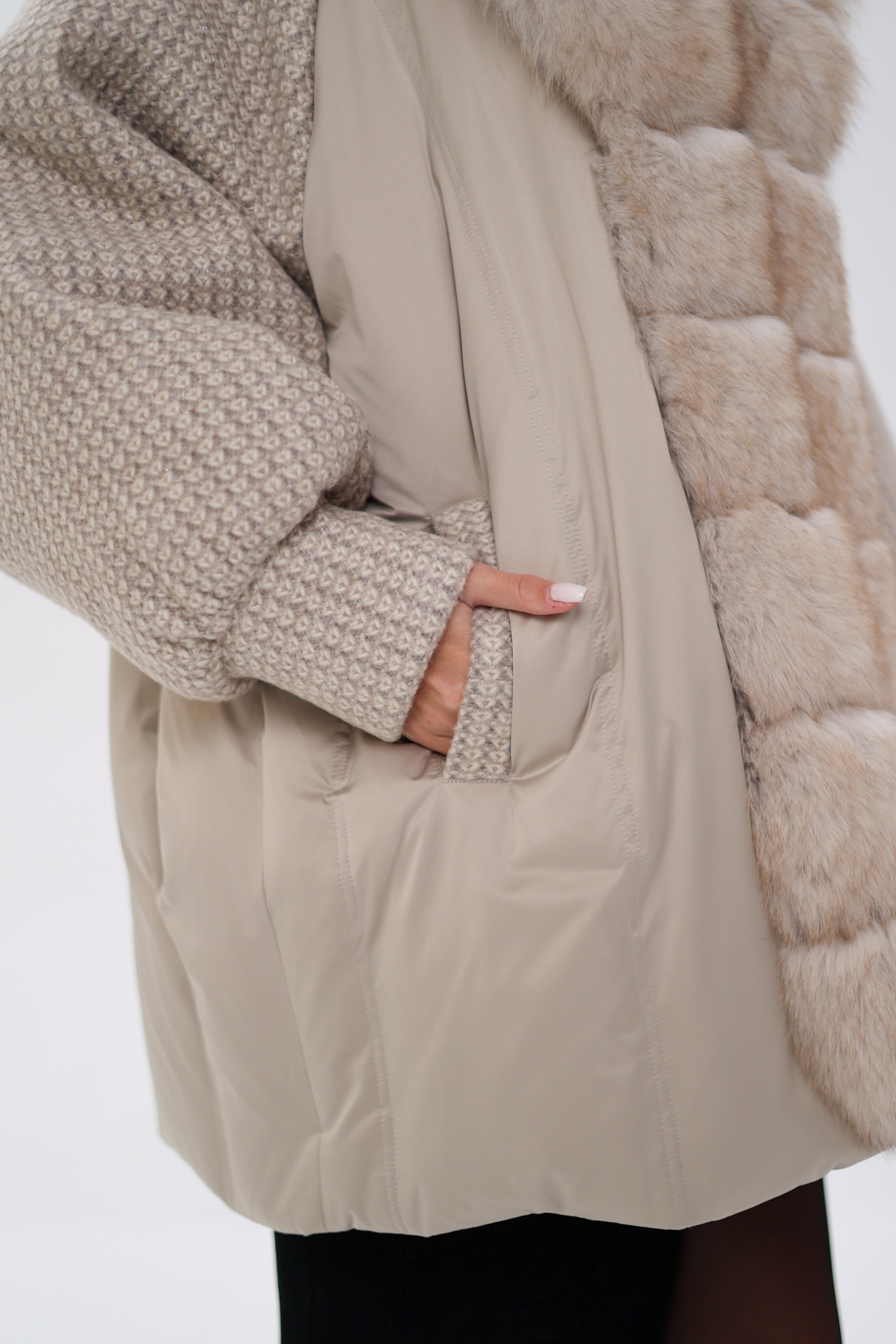 Genuine Polar Fox Boucle Down Coat - Energize Trek