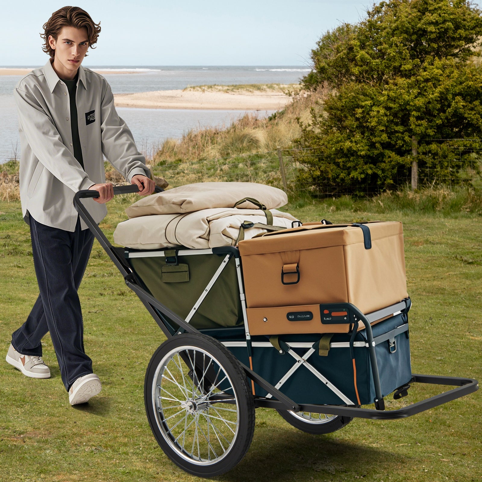 550 LBS Folding Deer Game Cart with Polyester Liner for Hunting - Energize Trek