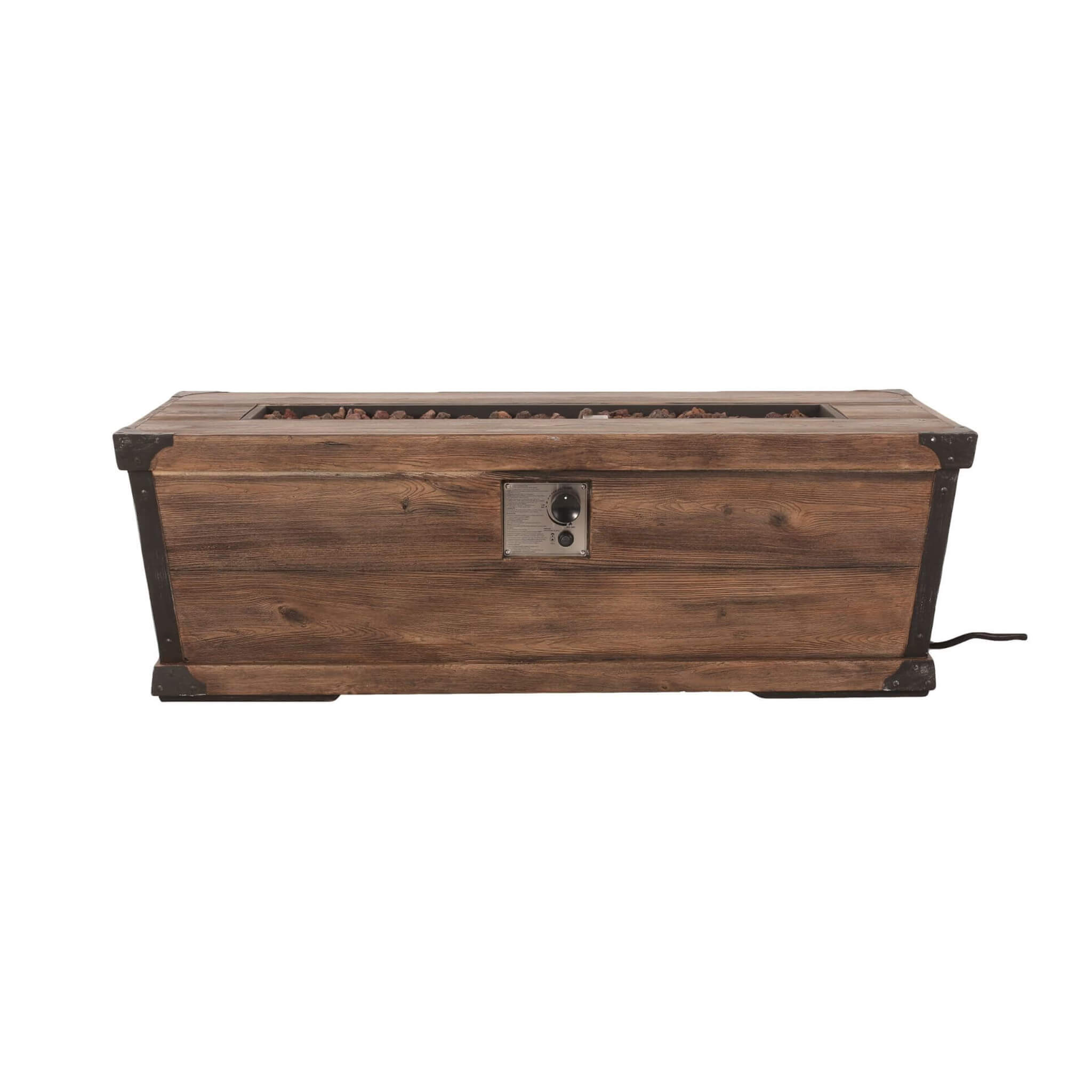 56" Outdoor 50K BTU Wood Pattern Rectangle Gas Burning Fire Pit (SAK43681) - Energize Trek
