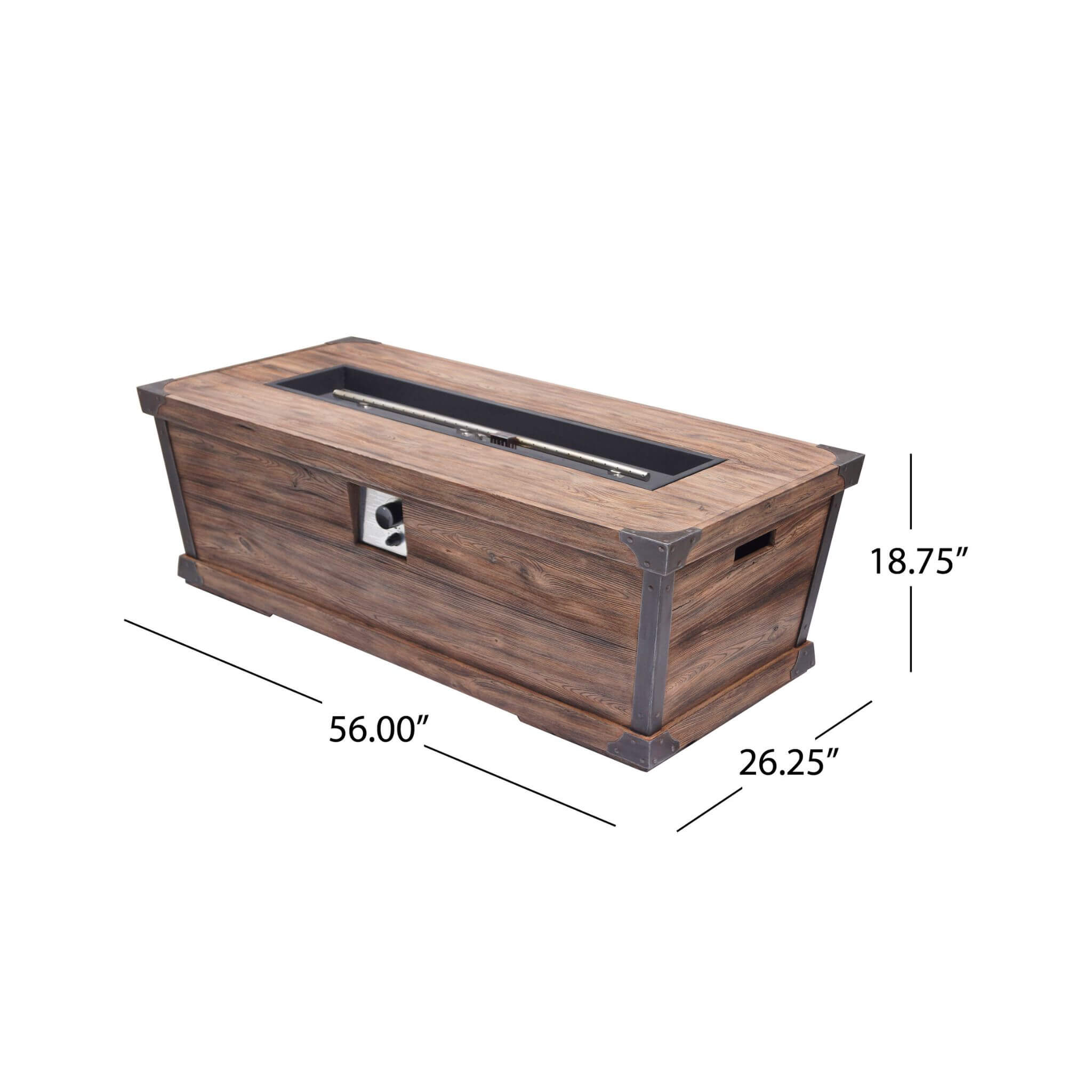 56" Outdoor 50K BTU Wood Pattern Rectangle Gas Burning Fire Pit (SAK43681) - Energize Trek
