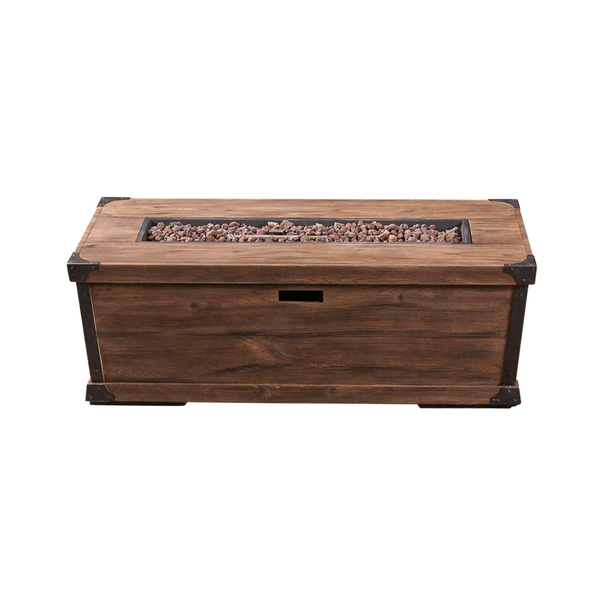 56" Outdoor 50K BTU Wood Pattern Rectangle Gas Burning Fire Pit (SAK43681) - Energize Trek