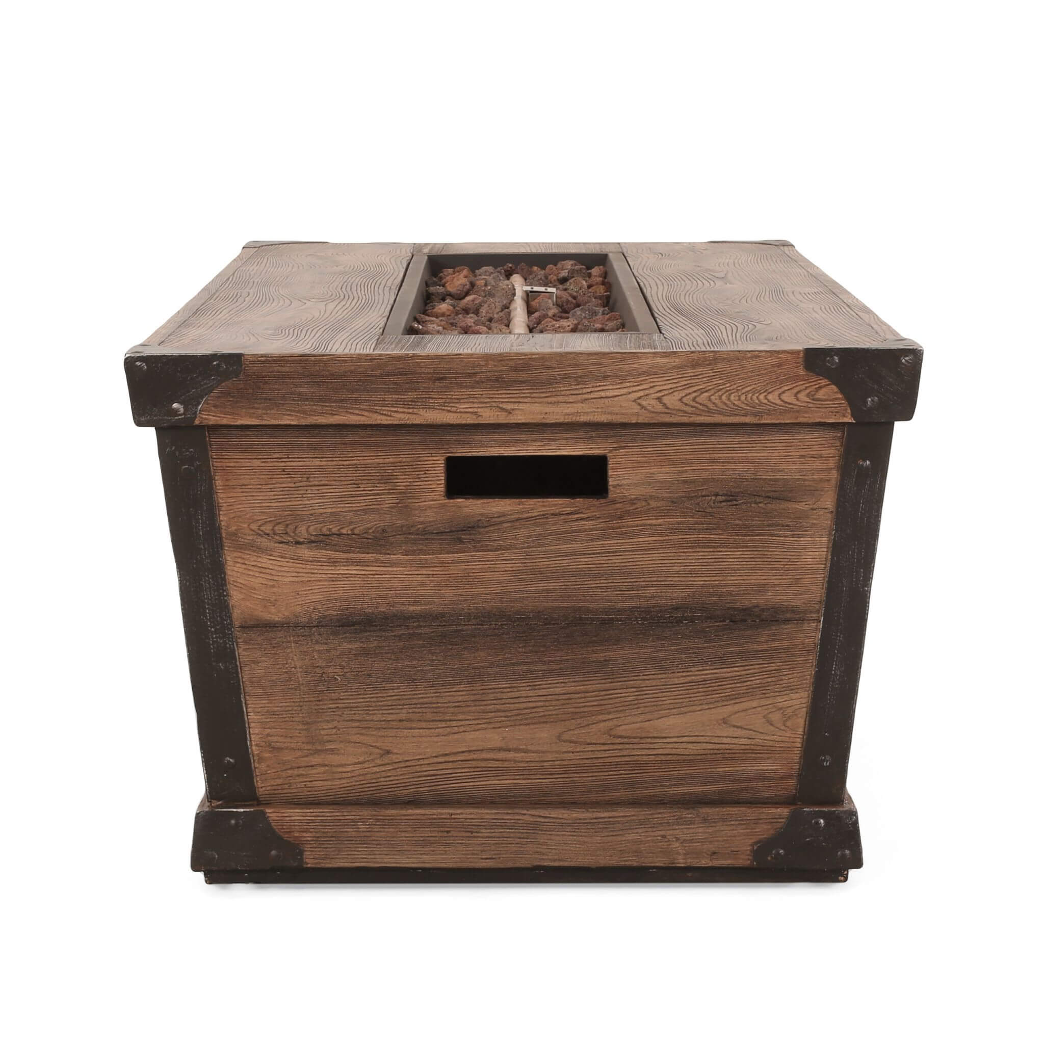 56" Outdoor 50K BTU Wood Pattern Rectangle Gas Burning Fire Pit (SAK43681) - Energize Trek