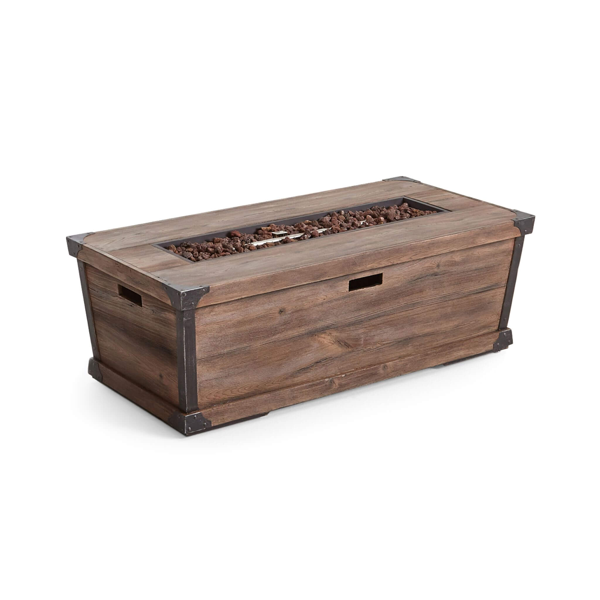 56" Outdoor 50K BTU Wood Pattern Rectangle Gas Burning Fire Pit (SAK43681) - Energize Trek
