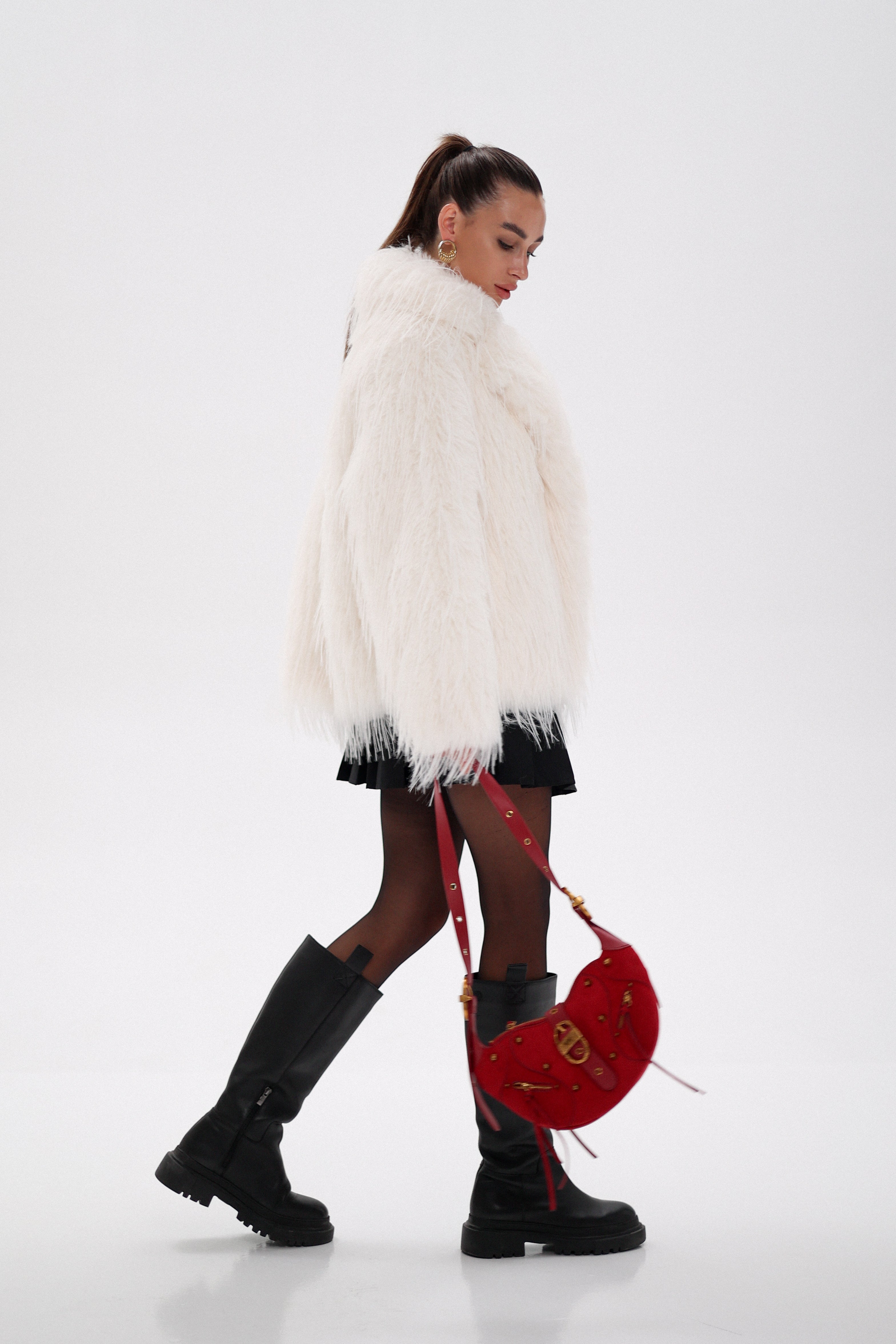 Faux Ostrich Luxe Wool Blend Coat - Energize Trek