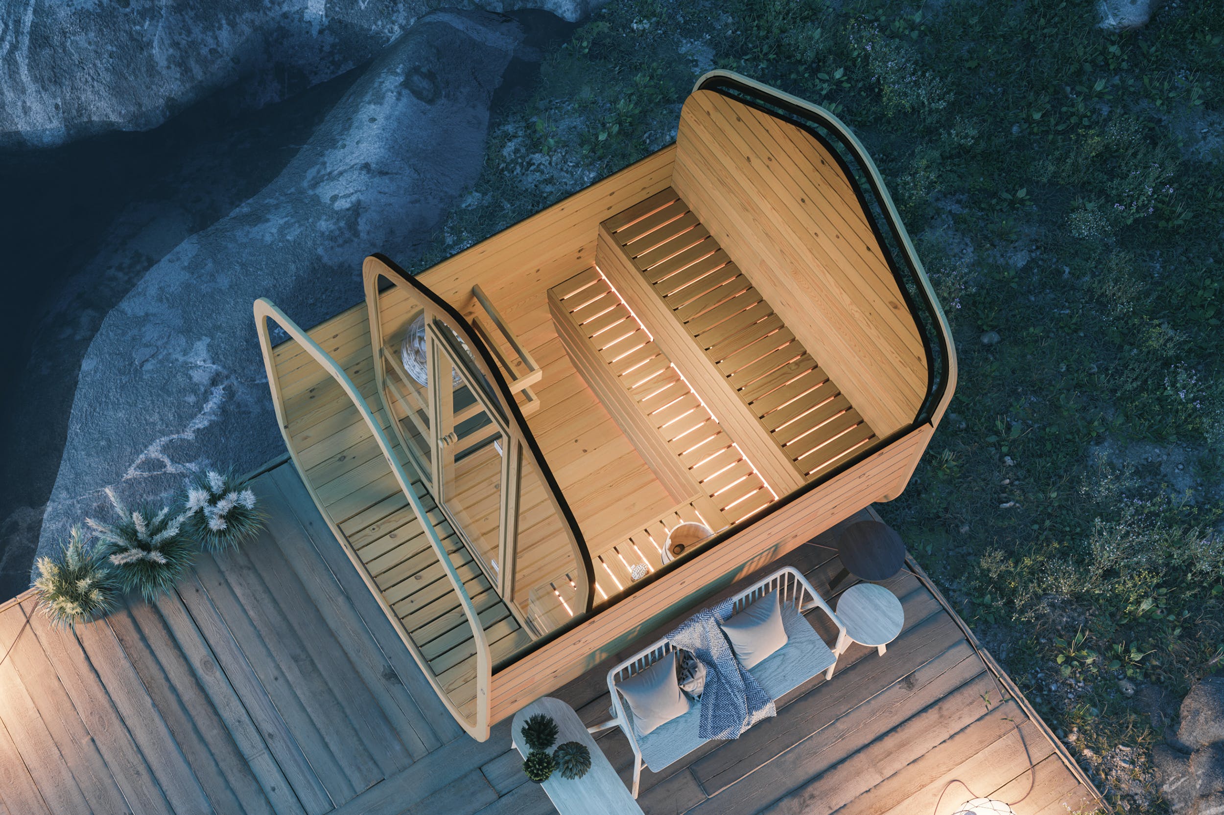 SAUNA EVOLUTION® Barrel Sauna Serenity Nature Air 8 - Energize Trek