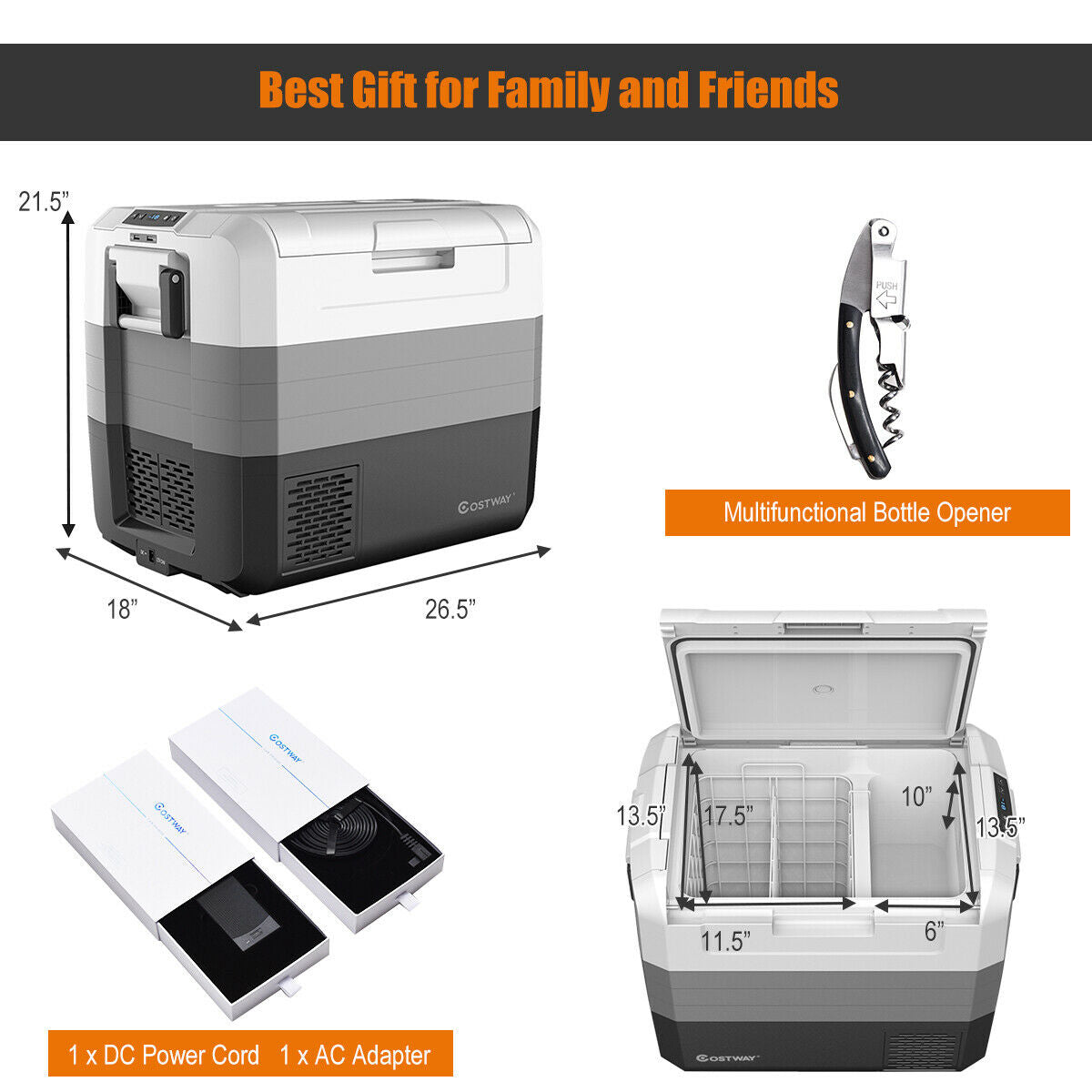 58 Quart Portable Electric Camping Car Cooler - Energize Trek