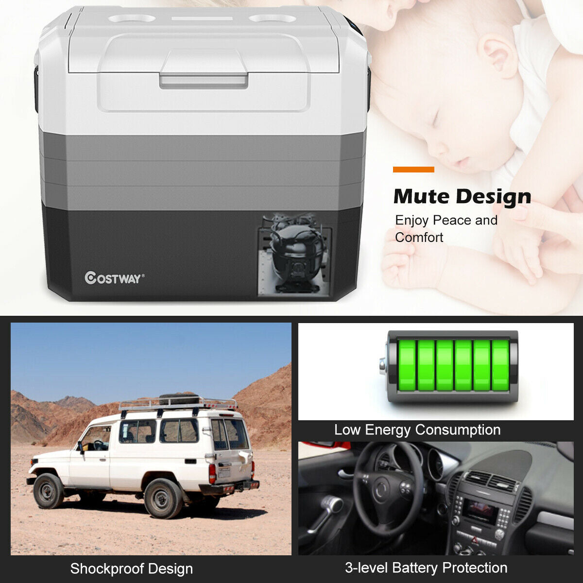 58 Quart Portable Electric Camping Car Cooler - Energize Trek