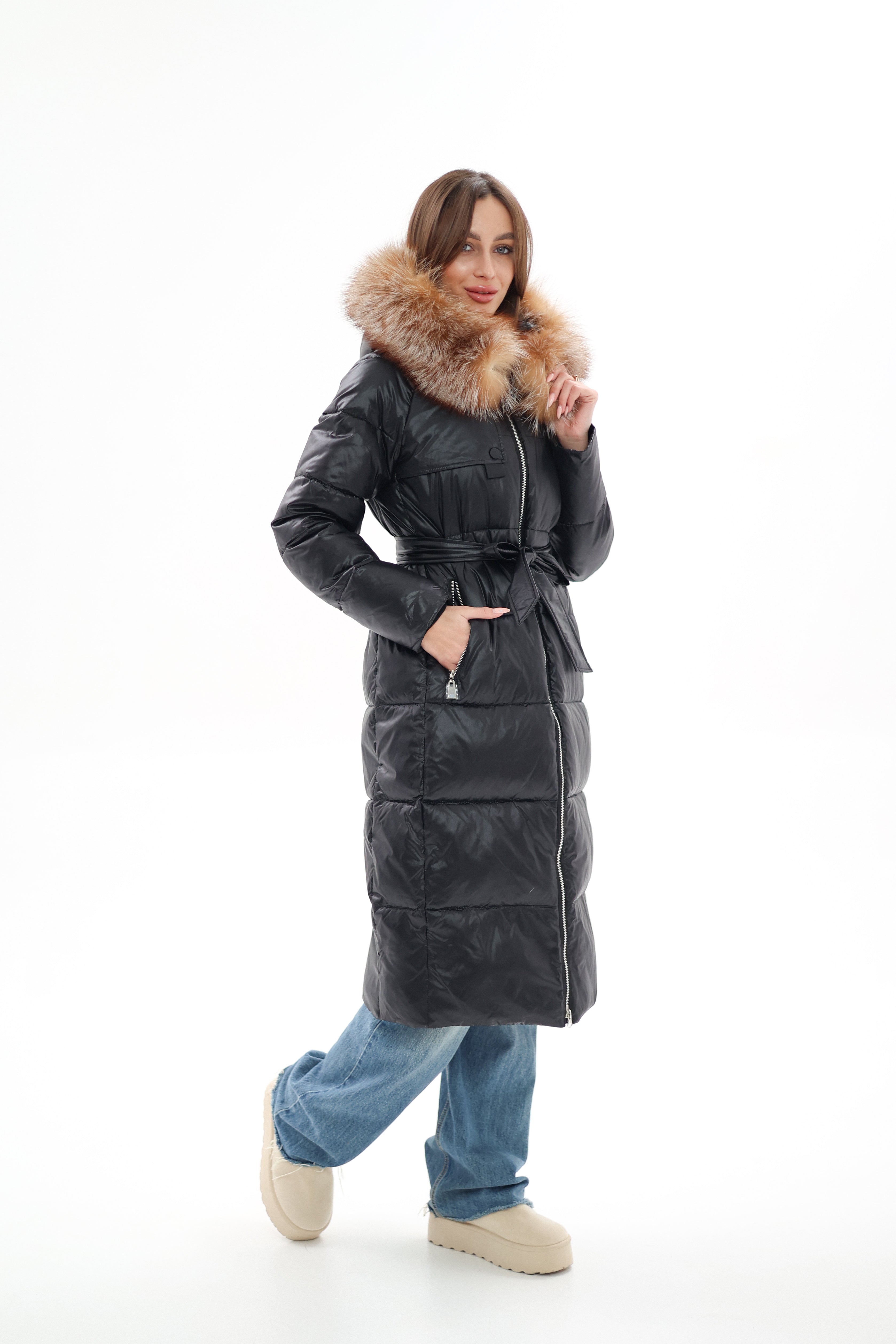 Genuine Silver Fox Fur Alternative Down Fill Coat - Energize Trek