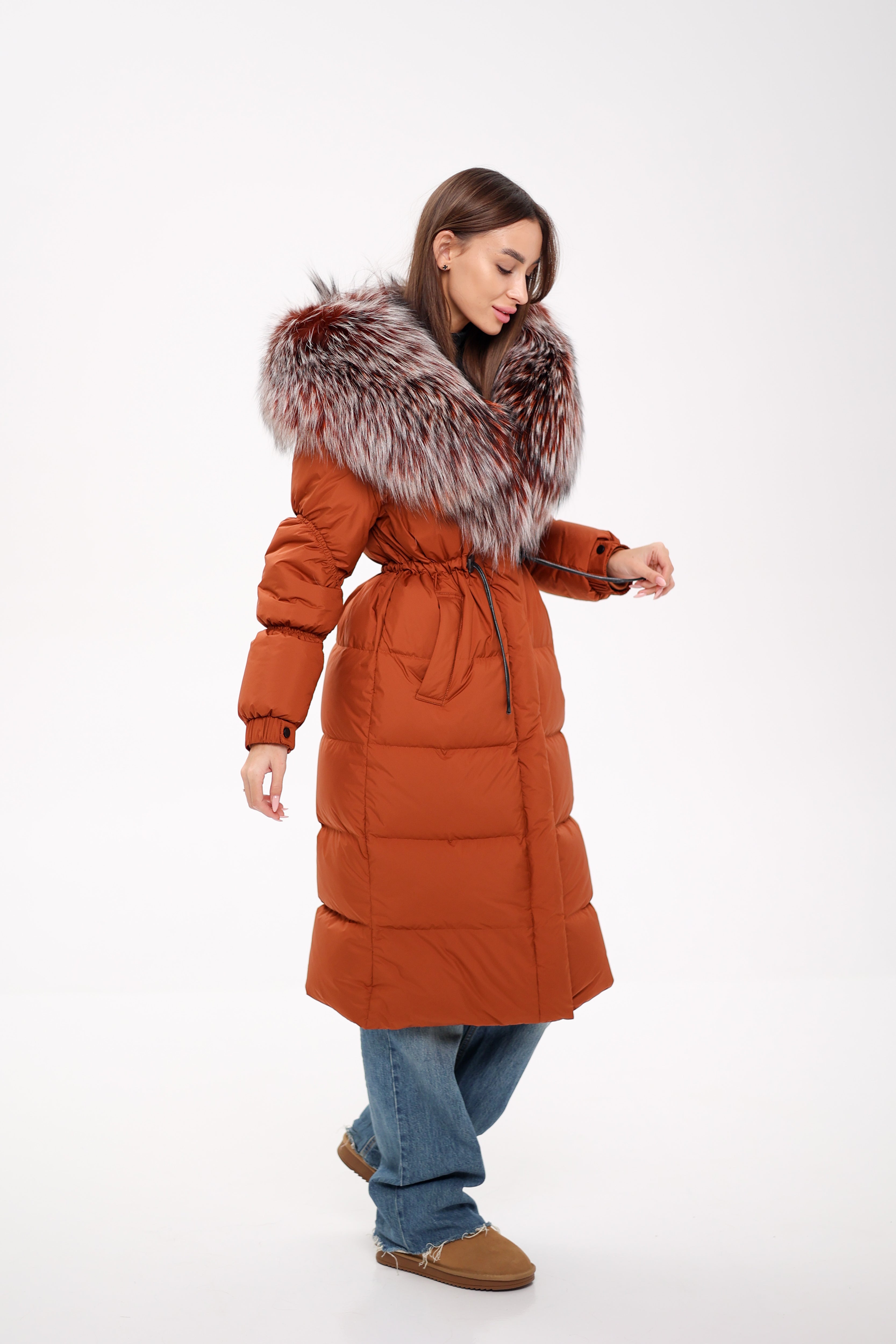 Genuine Silver Fox Fully Lined Hood Down Filled Coat - Energize Trek