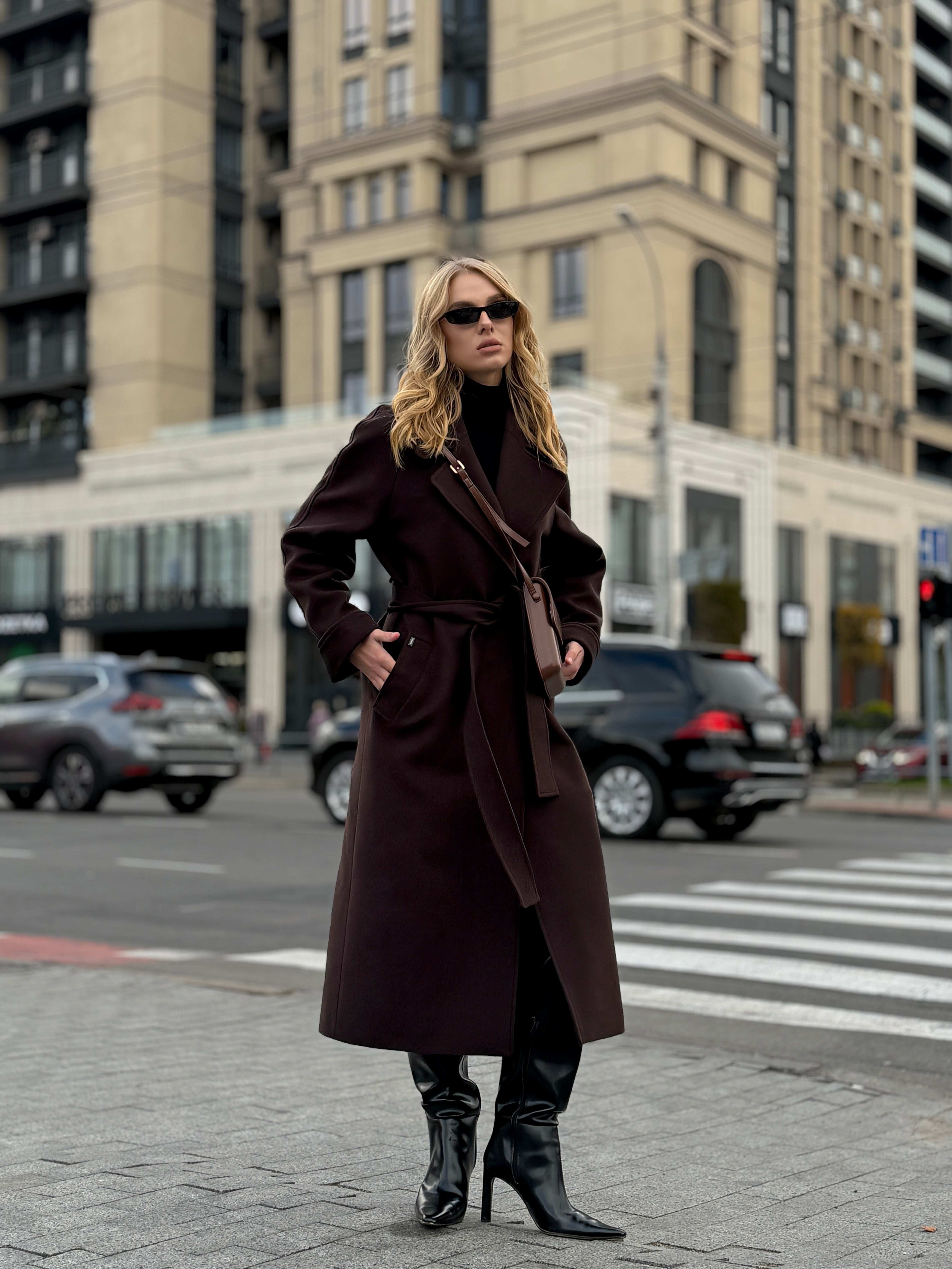 Emily Classic Wool Blend Overcoat in Rich Chocolate - Energize Trek
