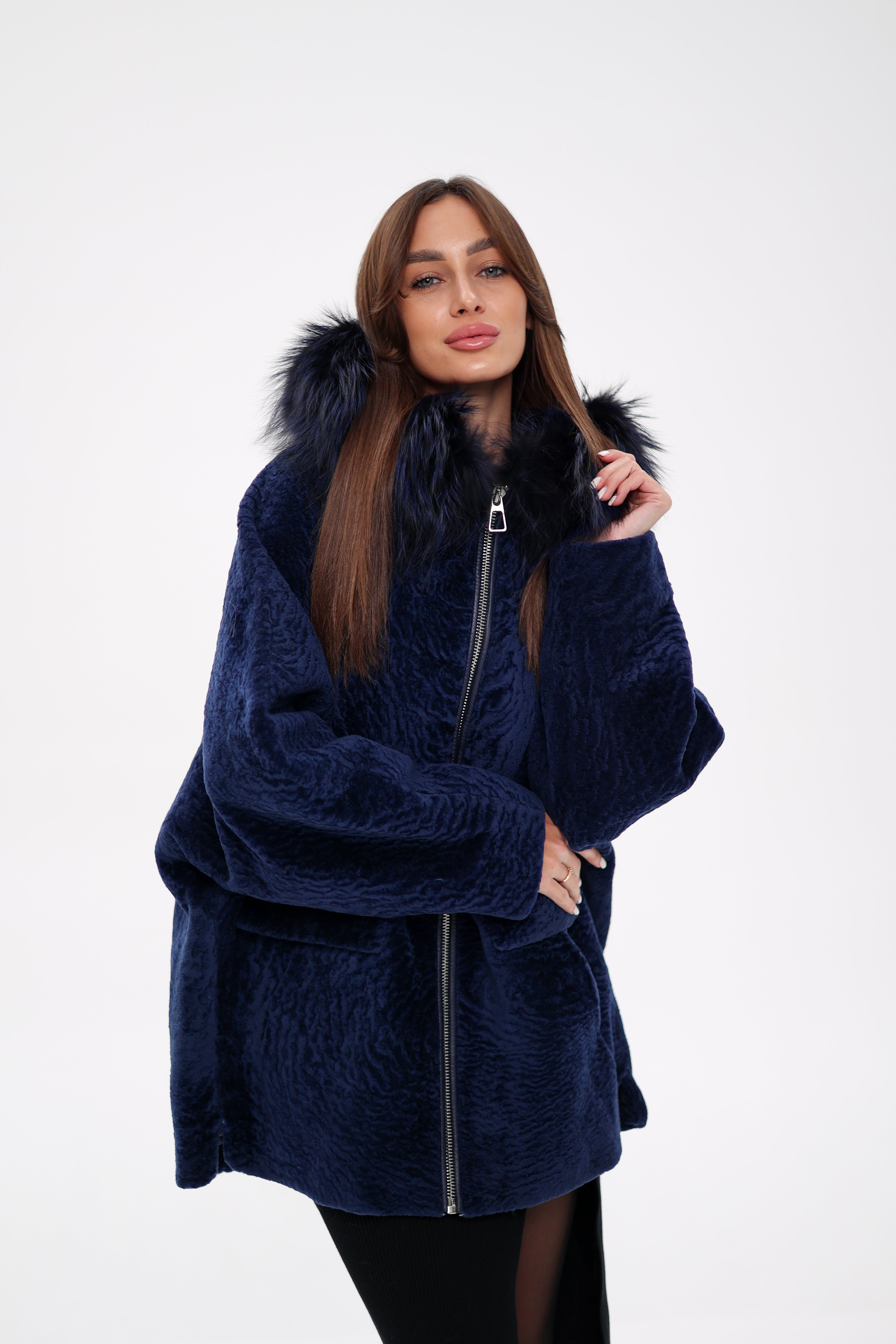 Genuine Shearling Silver Fox Trim Jacket - Energize Trek