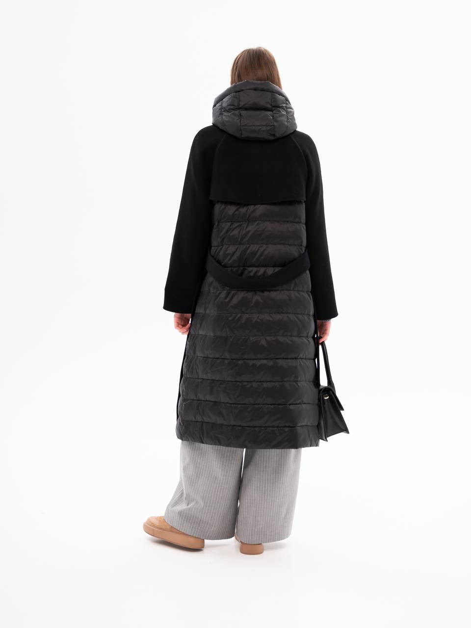 Kennedy Fringe Luxe Down Wool Blend Coat in Black - Energize Trek