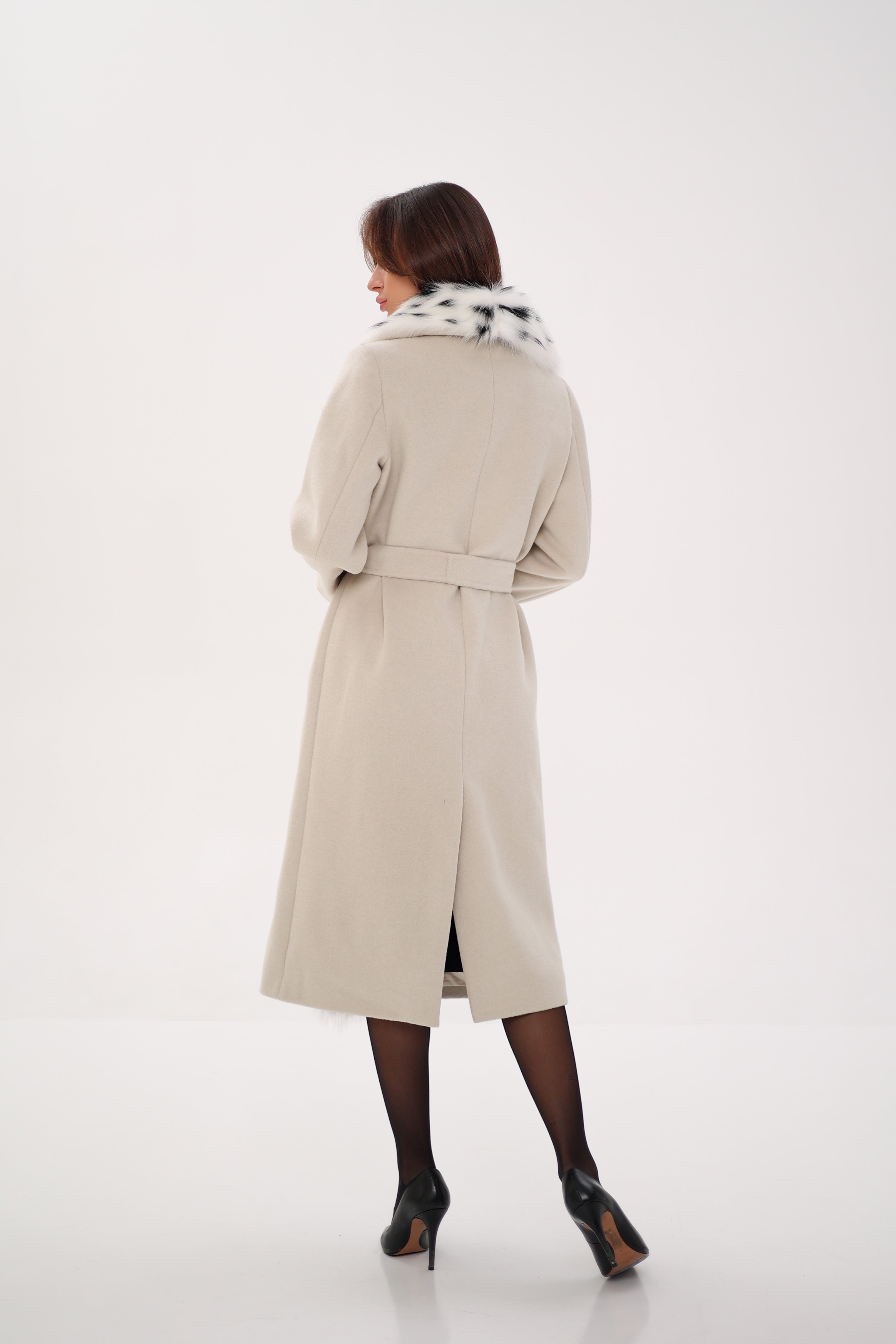 Genuine Arctic Fox Virgin Wool Wrap Coat - Energize Trek