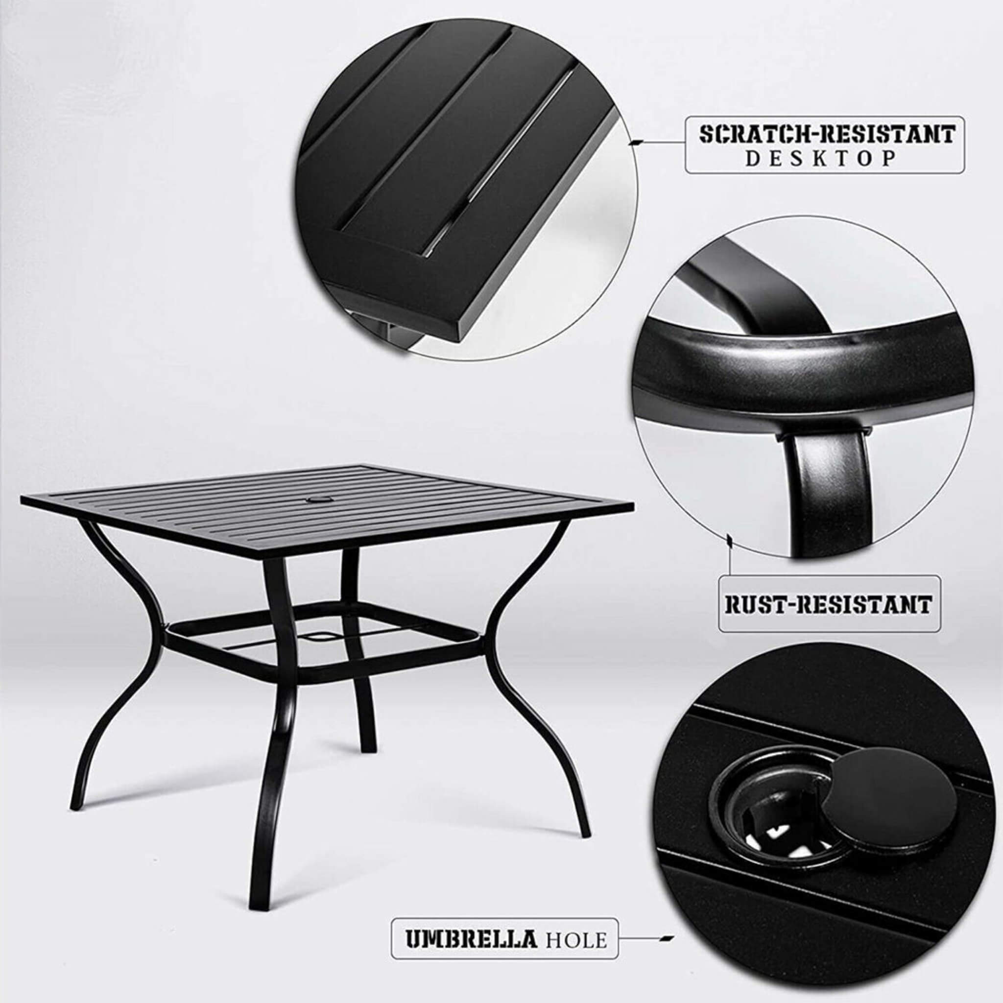 5PCS Outdoor Patio Rattan Dining Furniture Set With Swivel Armchairs (91823705) - Energize Trek