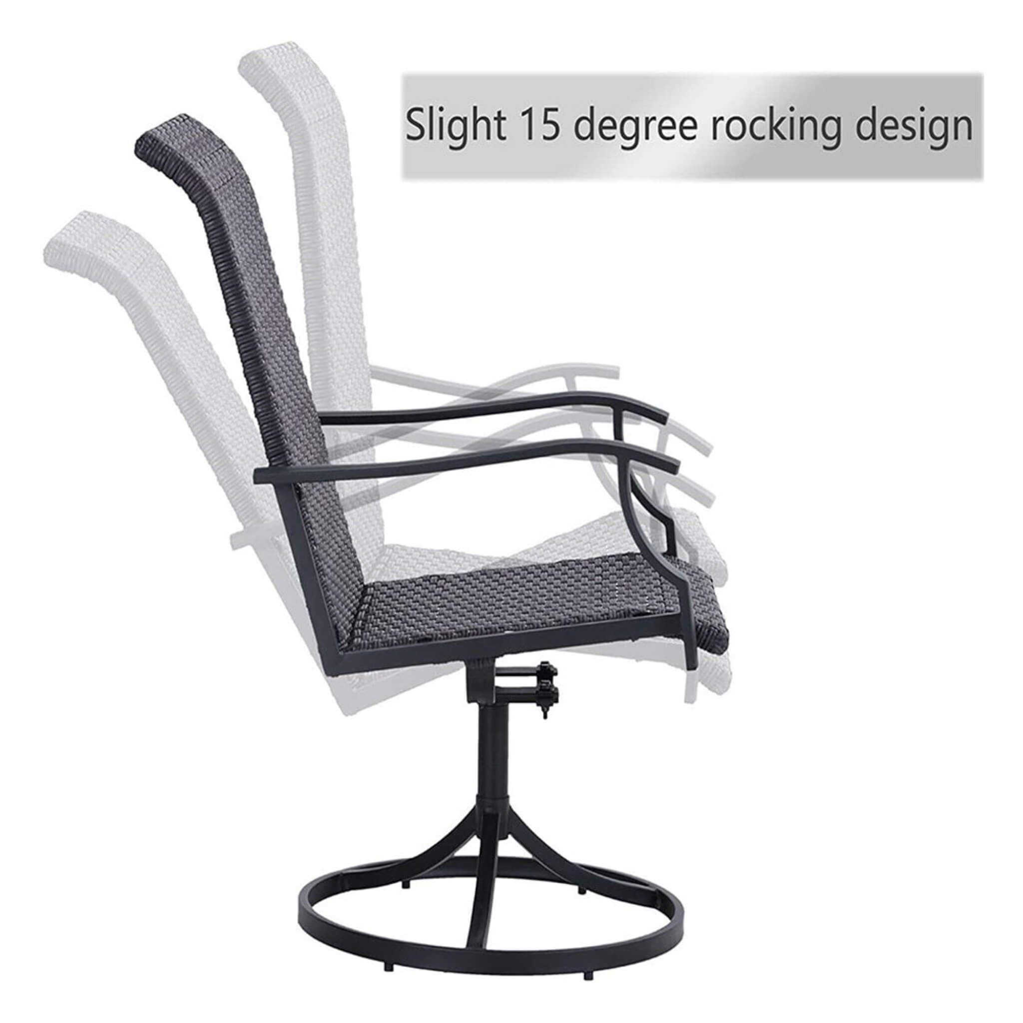 5PCS Outdoor Patio Rattan Dining Furniture Set With Swivel Armchairs (91823705) - Energize Trek
