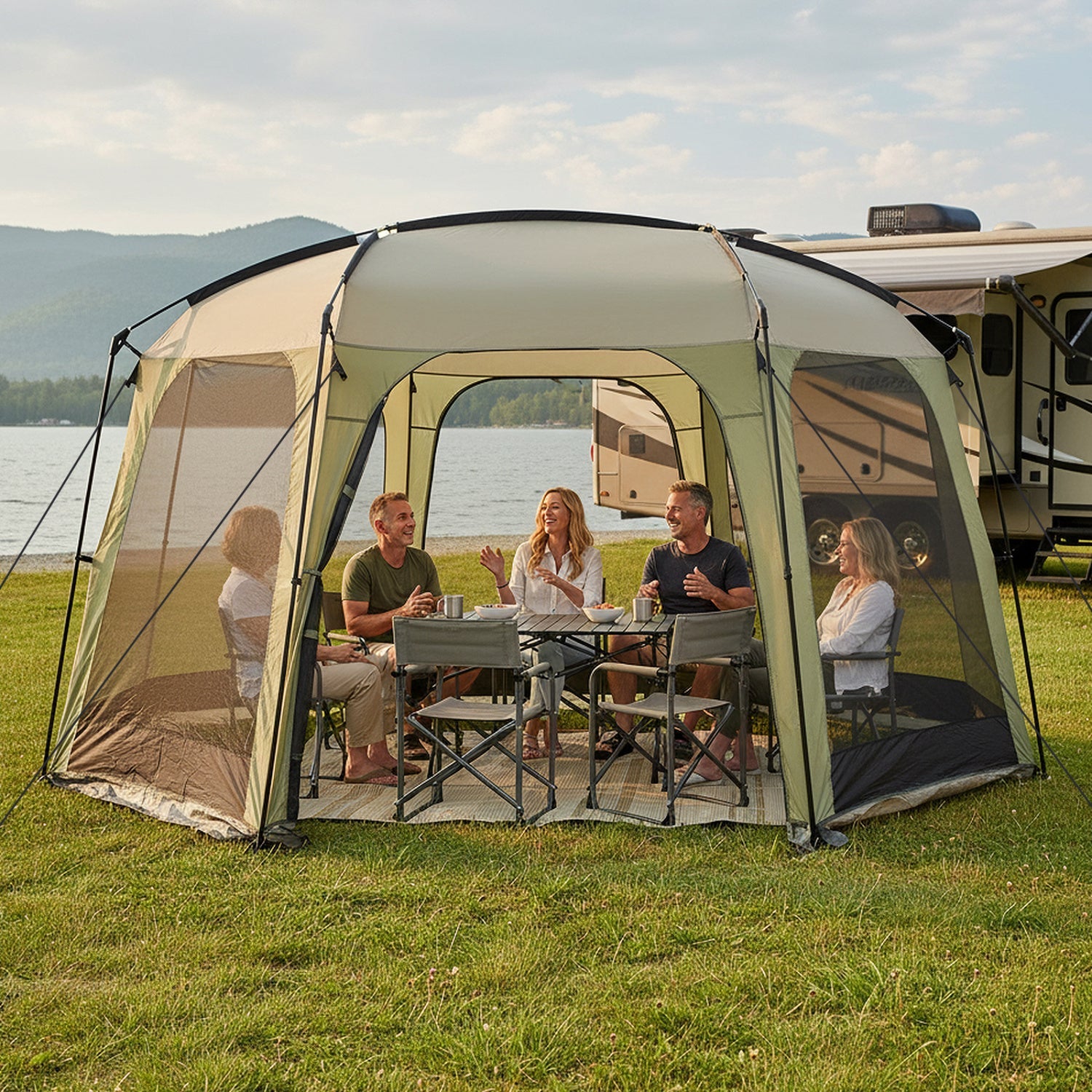 6-8 Person Netted Canopy Tent with Zippered Door - Energize Trek