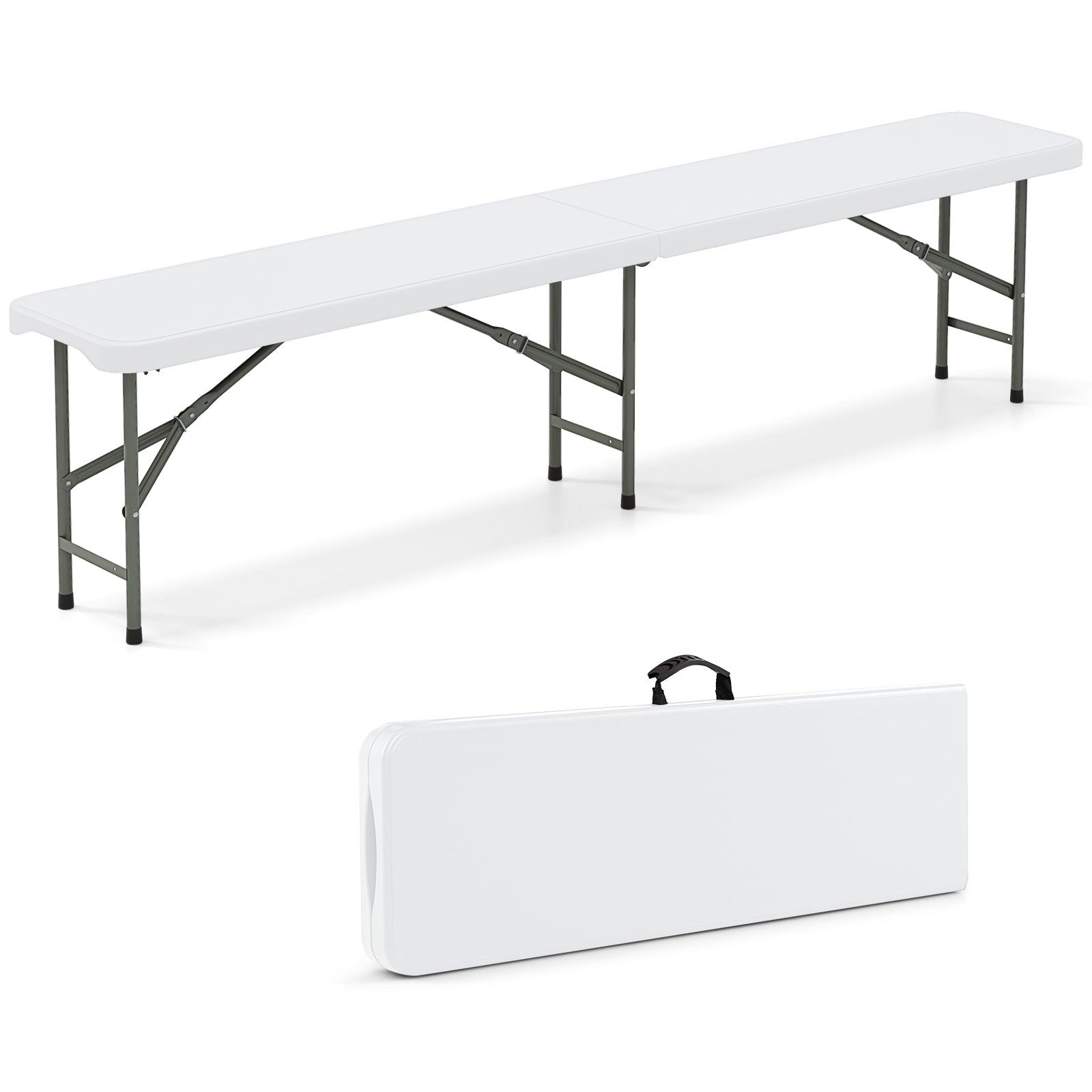 6 Feet Plastic Folding Bench Portable Seat with Handle and Lock - Energize Trek