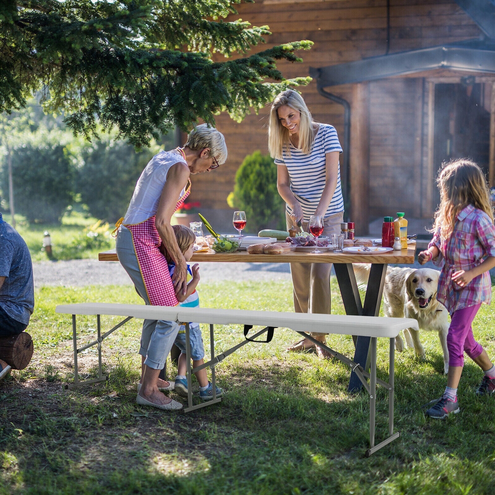 6 Feet Portable Picnic Folding Bench 550 lbs Limited with Carrying Handle - Energize Trek
