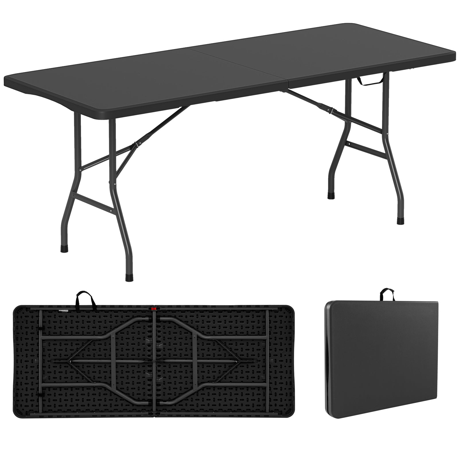 6 ft Portable Folding Table 350 LBS Fold-in-Half Table with HDPE Tabletop - Energize Trek