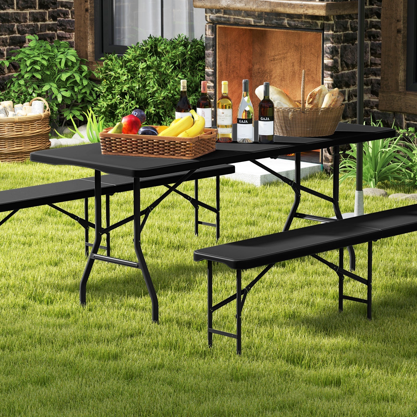 6 ft Portable Folding Table 350 LBS Fold-in-Half Table with HDPE Tabletop - Energize Trek