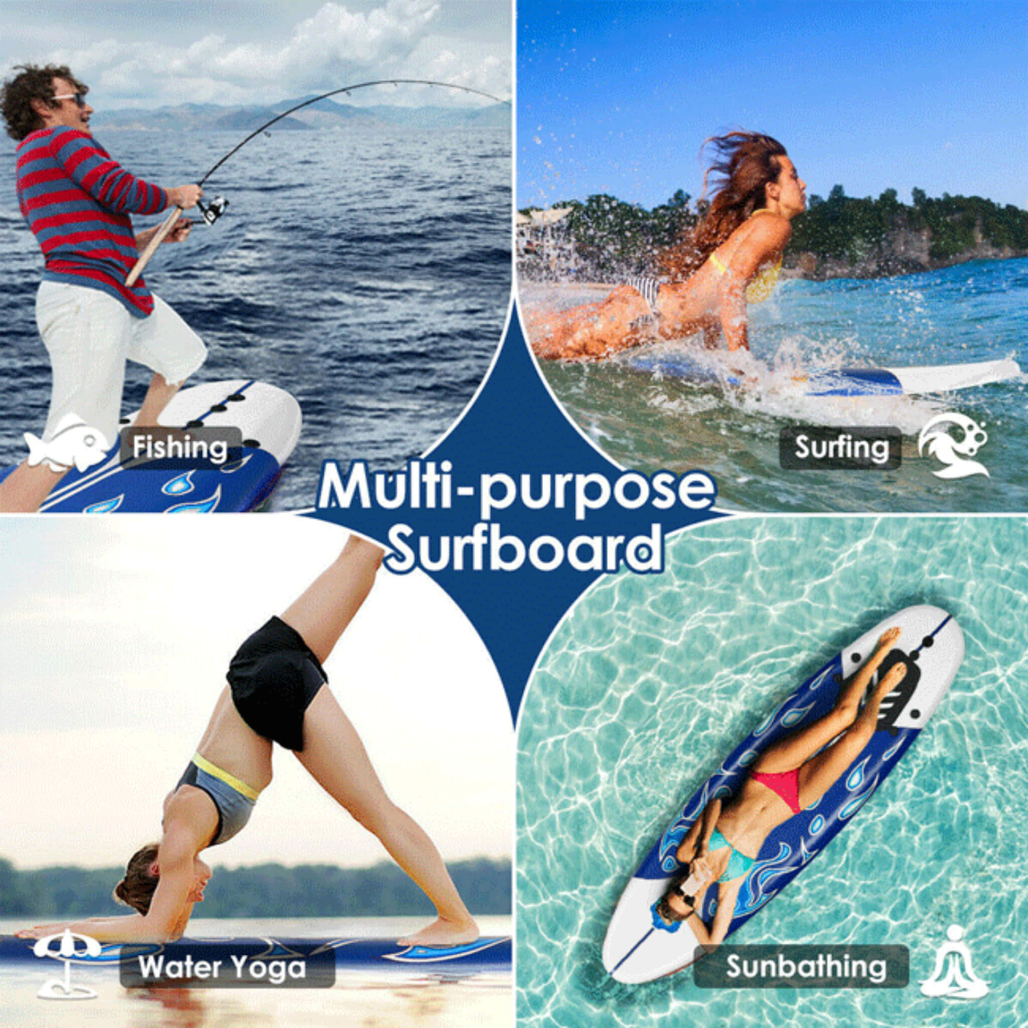 6' Inflatable Blow Up Stand Up Paddle SUP Surfboard (SAK94461) - Energize Trek