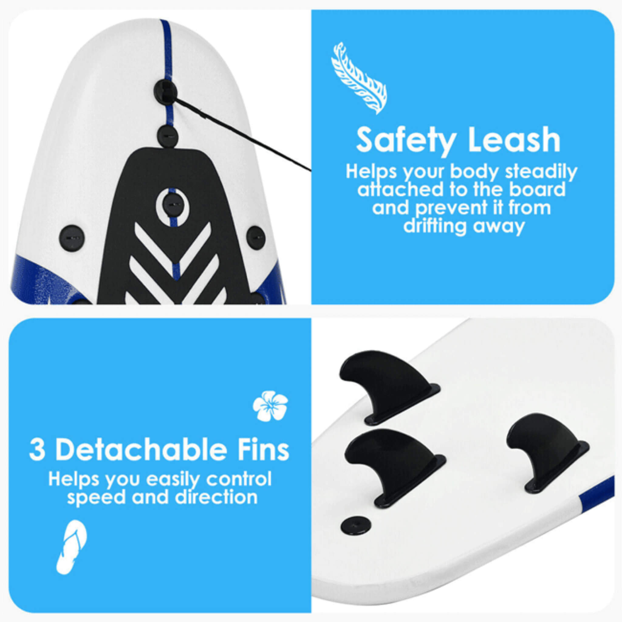 6' Inflatable Blow Up Stand Up Paddle SUP Surfboard (SAK94461) - Energize Trek