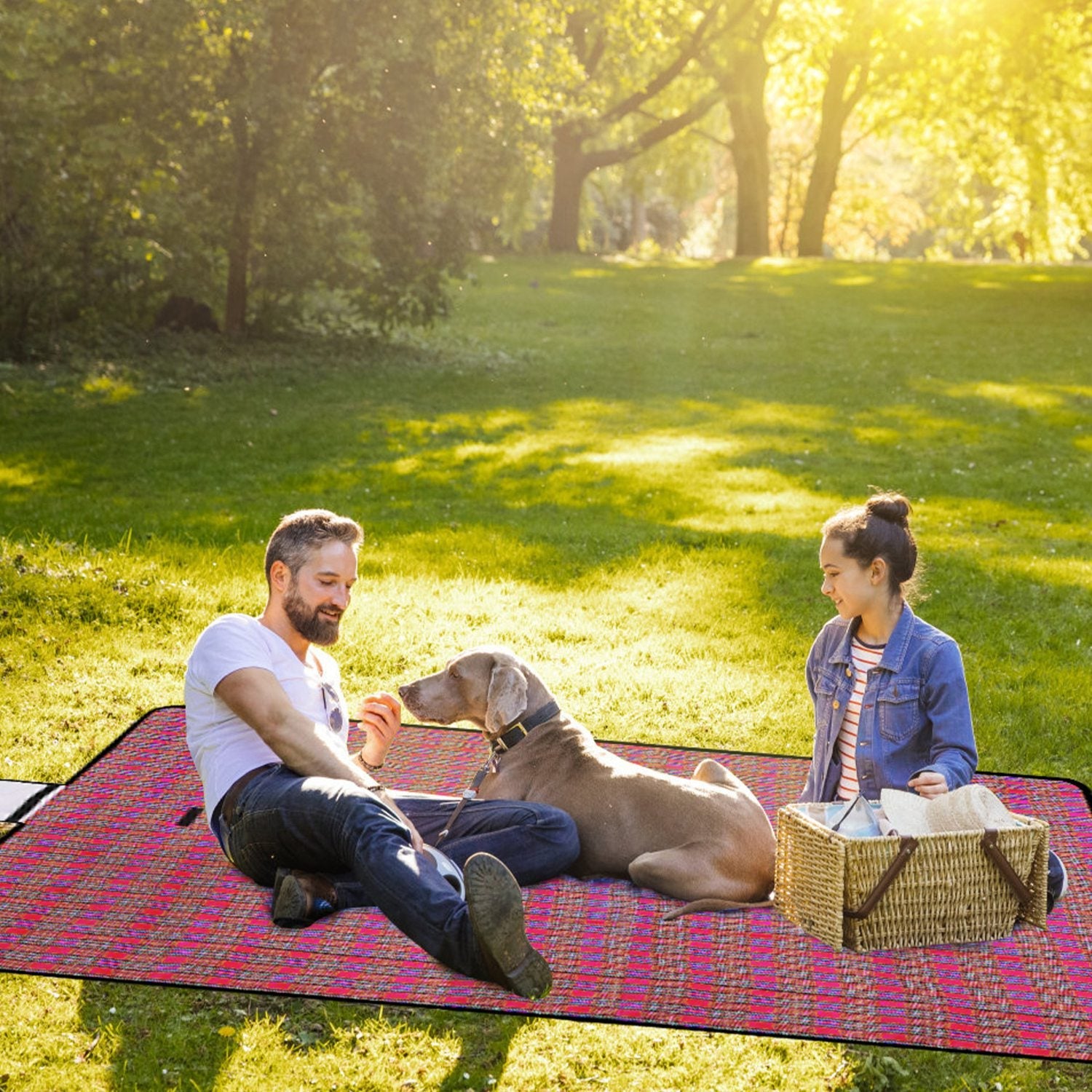 60" x 78" Waterproof Picnic Blanket Handy Mat with Strap Foldable Camping Rug for Camping Hiking Grass Travelling - Energize Trek