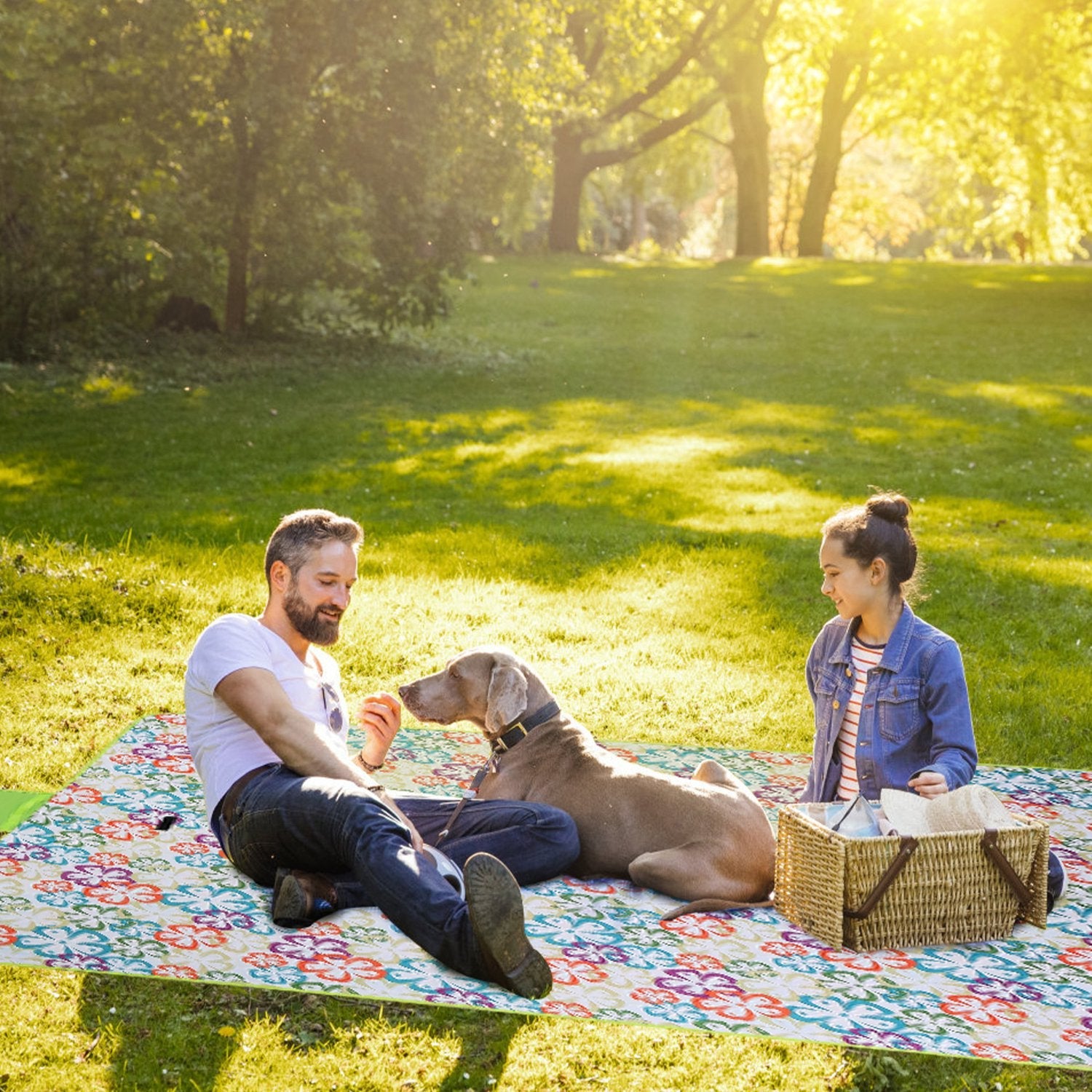 60" x 78" Waterproof Picnic Blanket Handy Mat with Strap Foldable Camping Rug for Camping Hiking Grass Travelling - Energize Trek