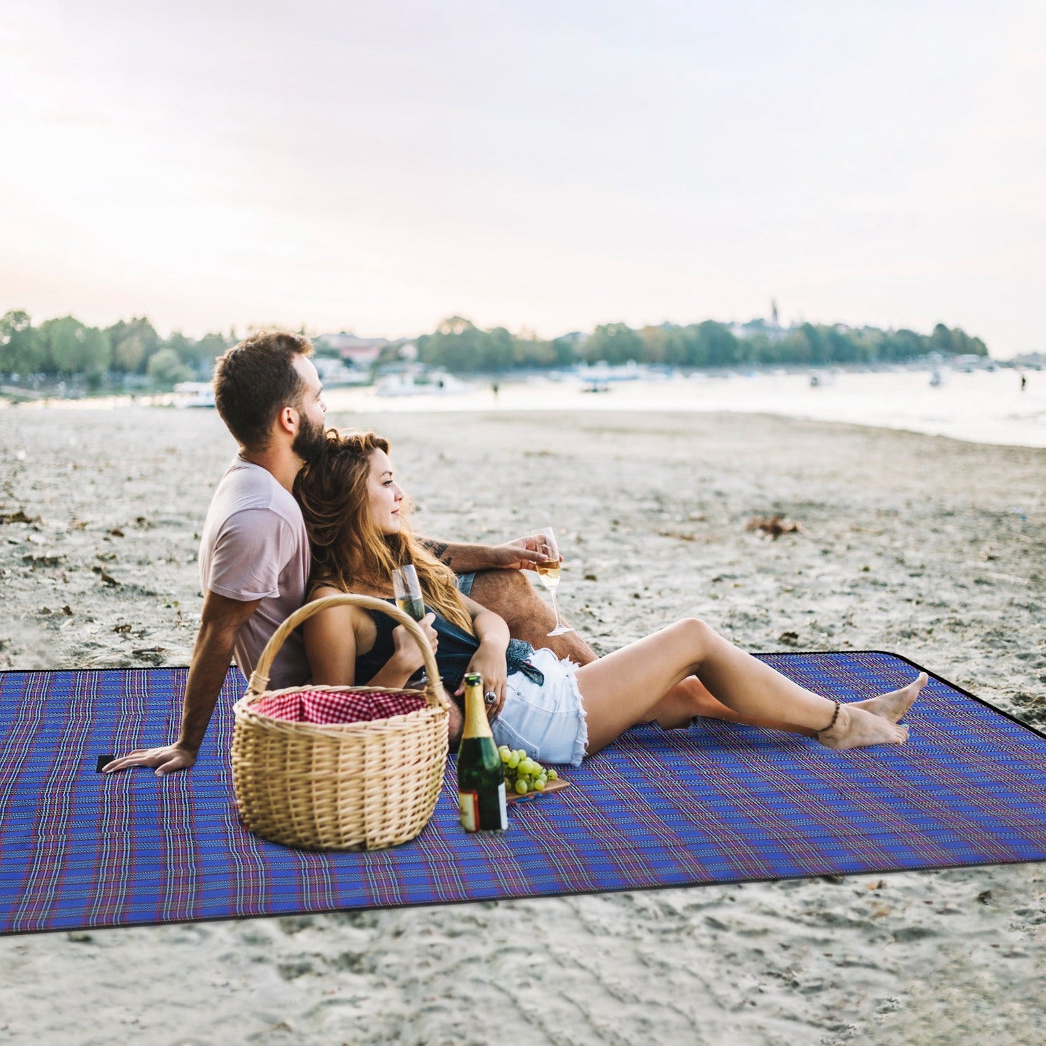 60" x 78" Waterproof Picnic Blanket Handy Mat with Strap Foldable Camping Rug for Camping Hiking Grass Travelling - Energize Trek