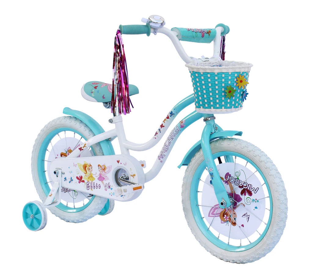 16" Cruiser Steel Frame Coast Brake One Piece Crank, White Full cover Chain cover , Baskets, Fenders & Rims, White Tire, Frame - Energize Trek