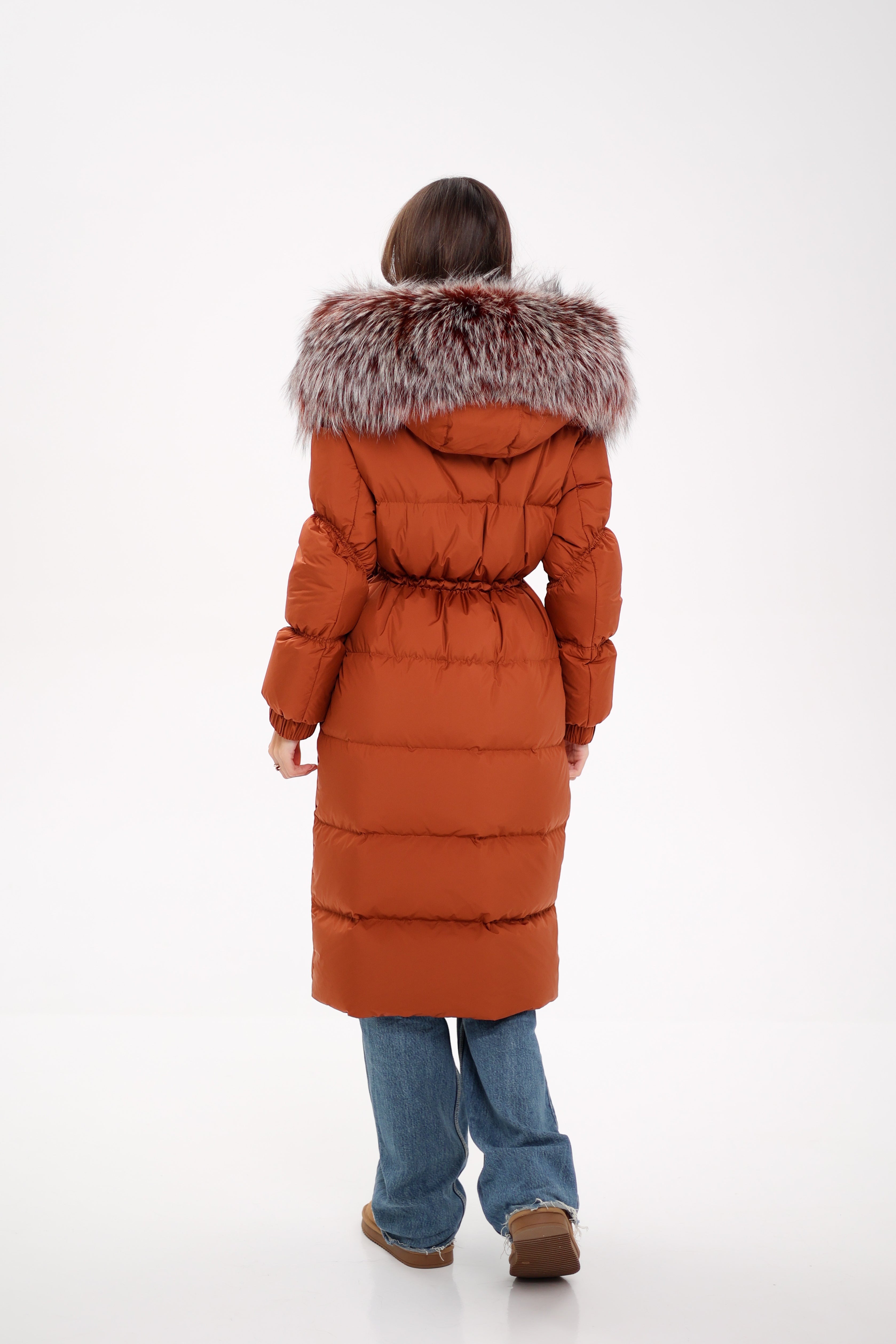 Genuine Silver Fox Fully Lined Hood Down Filled Coat - Energize Trek