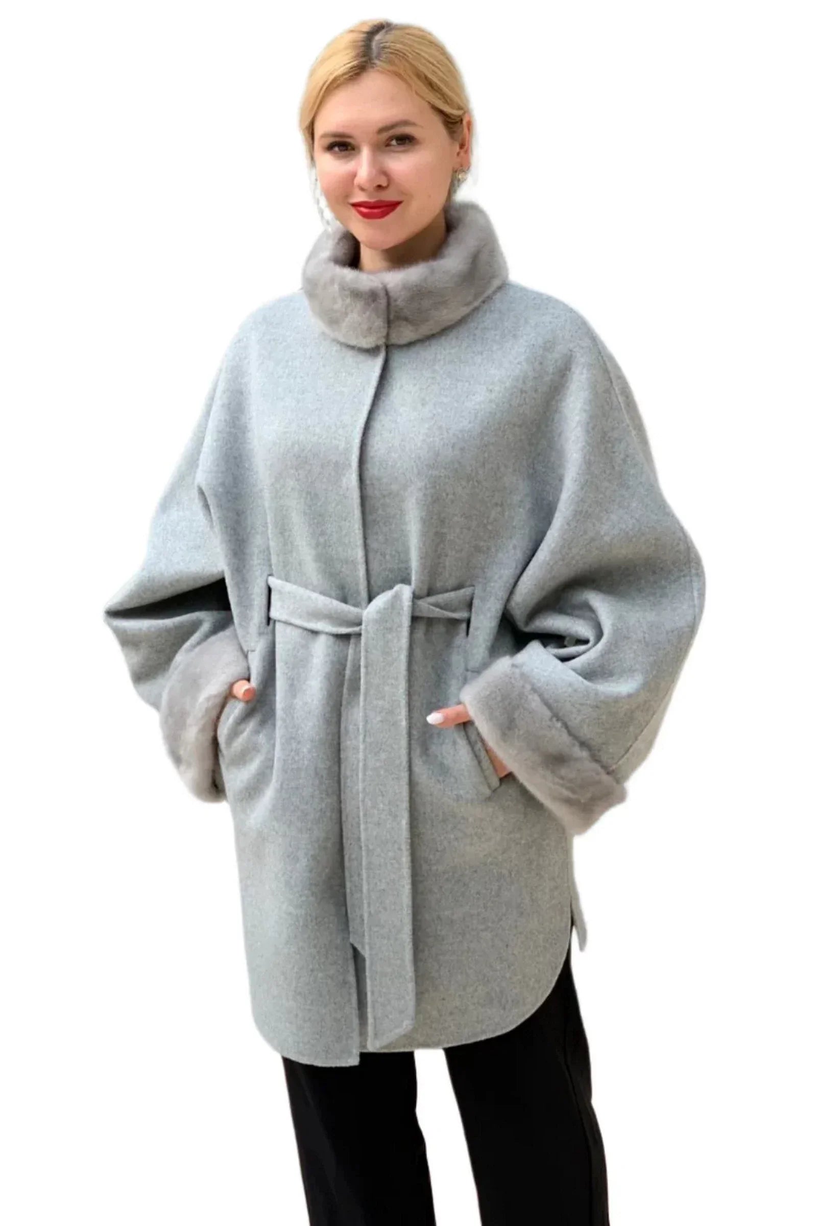 Genuine Scandinavian Mink Fur Virgin Wool Coat - Energize Trek