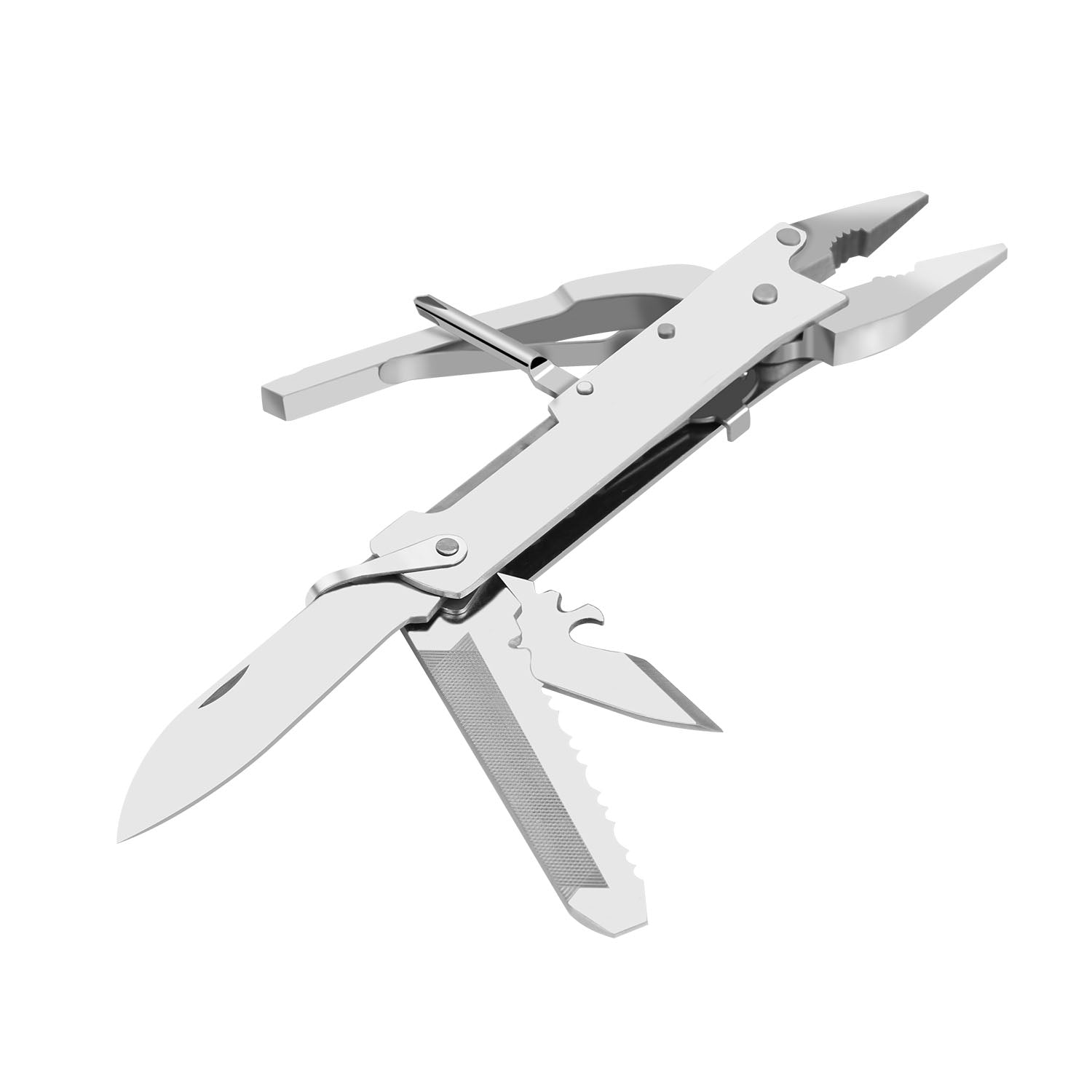 13-in-1 Multi Tool, 15-in-1 Pocket Knife, and Flashlight
