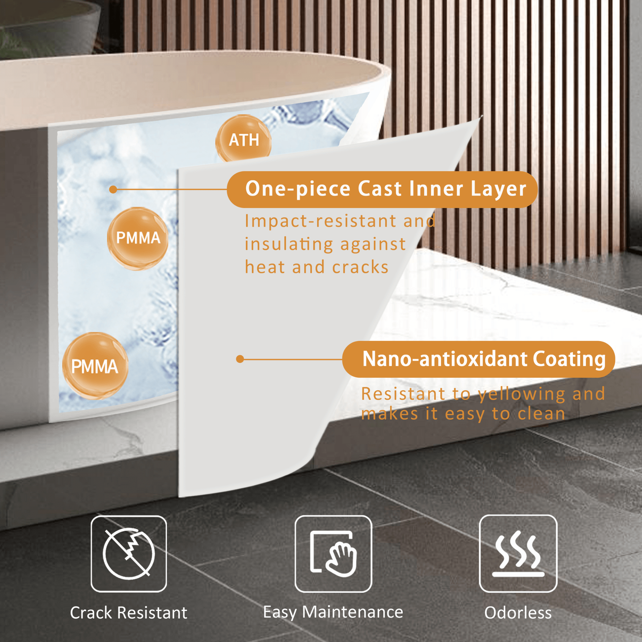 65" Luxury Freestanding Soaking Bathtub With Overflow And Pop-Up Drain (SAK69451) - Energize Trek