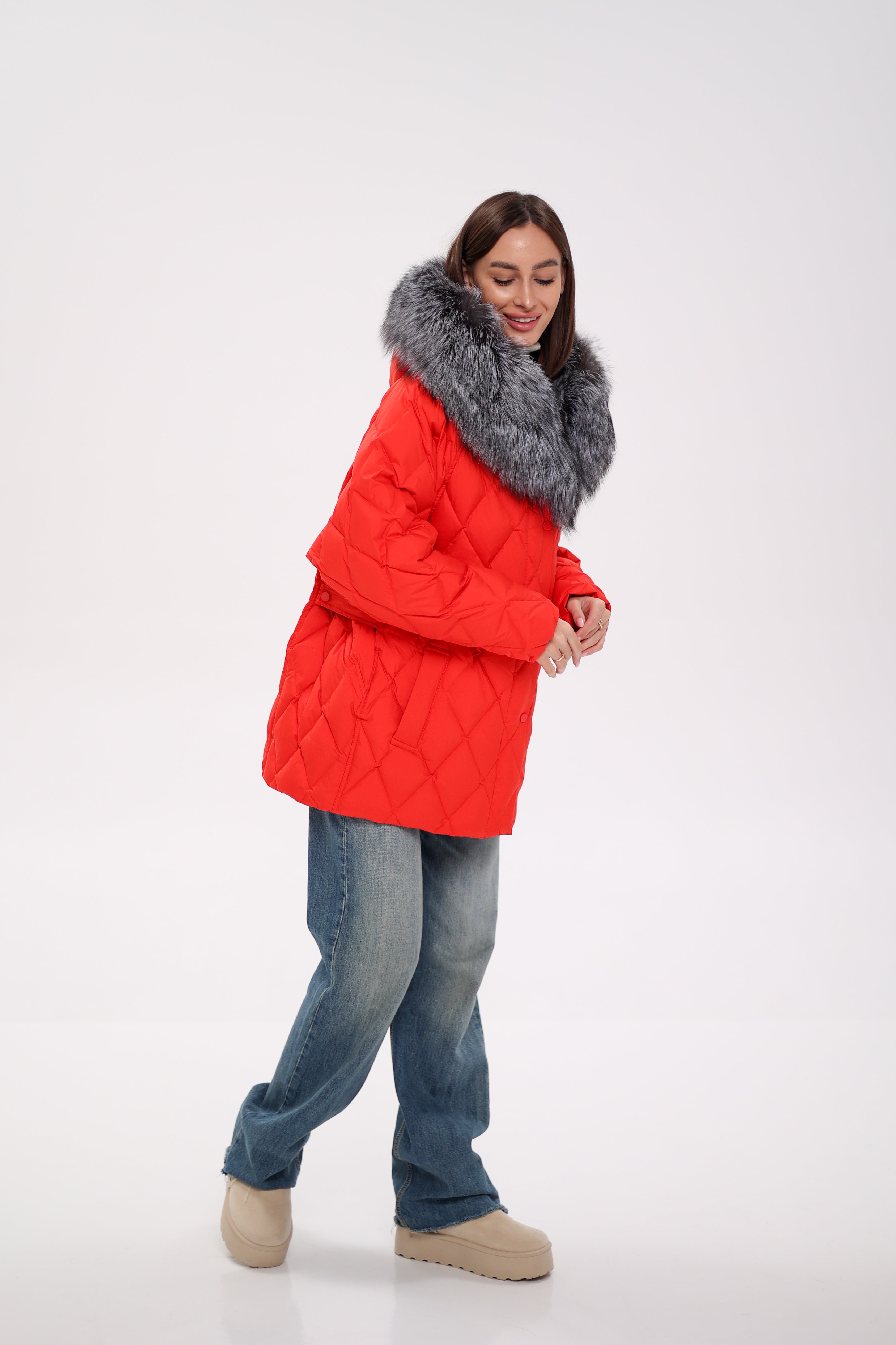 Genuine Silver Fox Down Fill Hooded Parka - Energize Trek