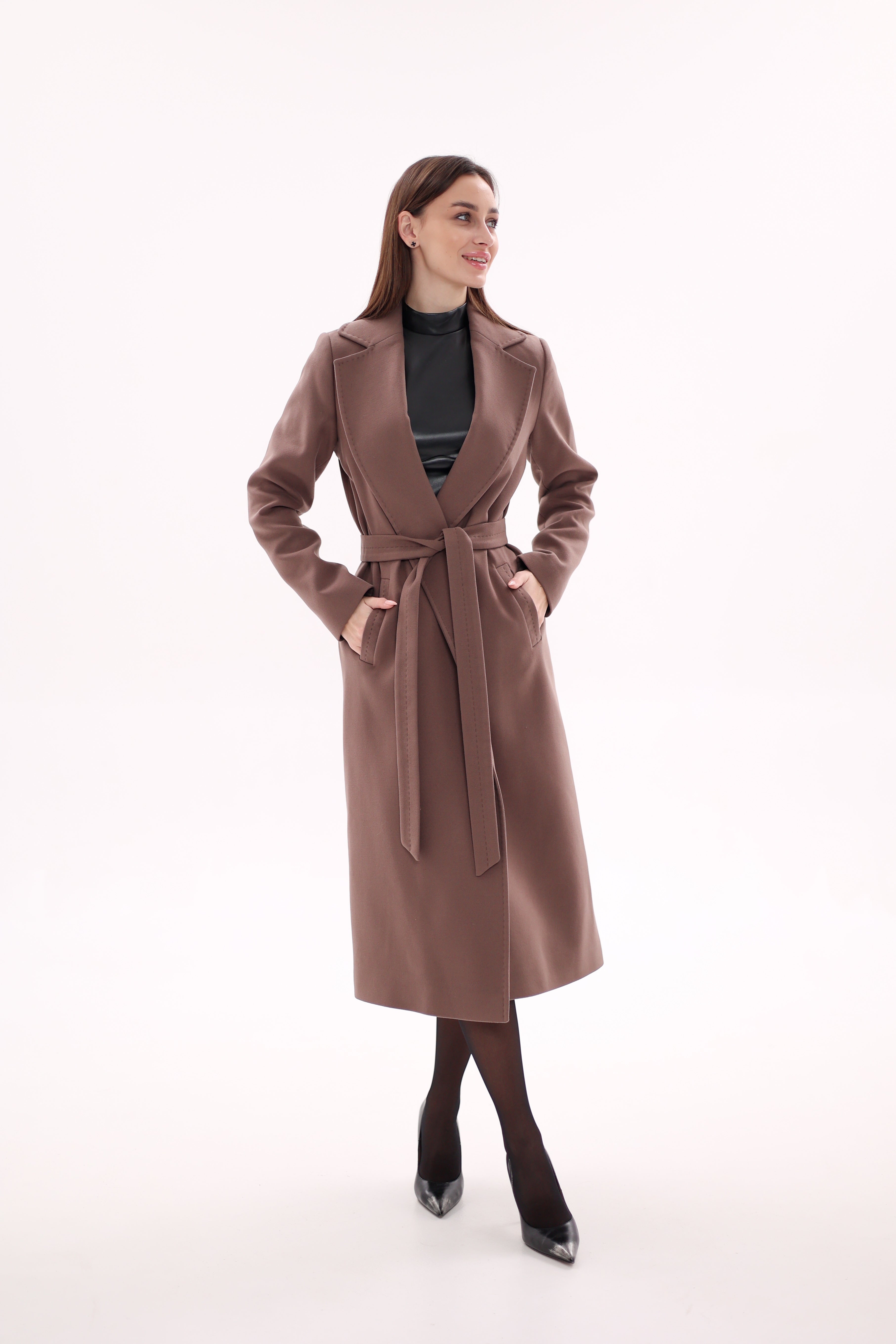 Harrington Classic Wraparound Overcoat in Mocha Mousse - Energize Trek