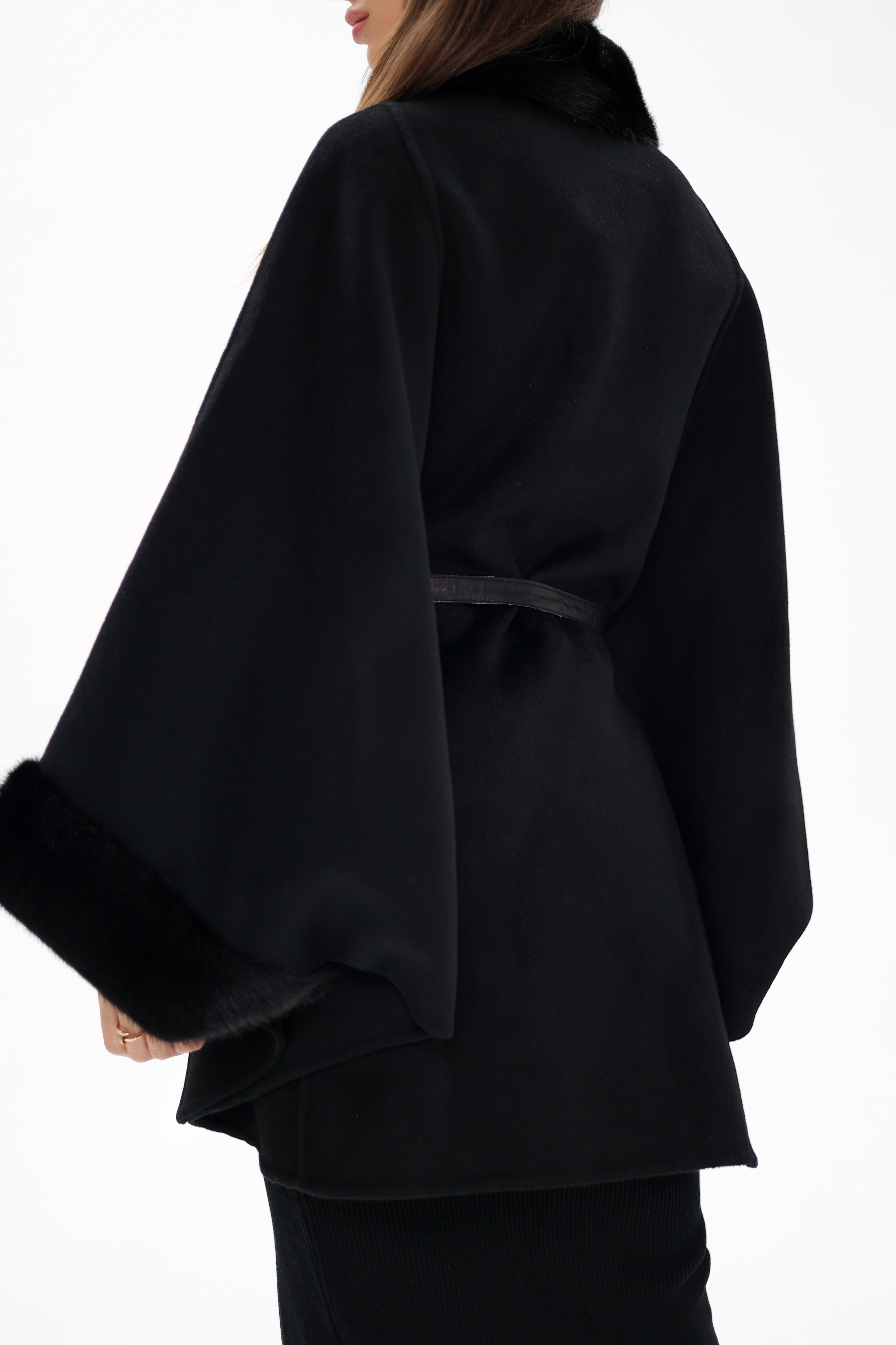 Genuine Scandinavian Mink Fur Double Face Wool Poncho - Energize Trek